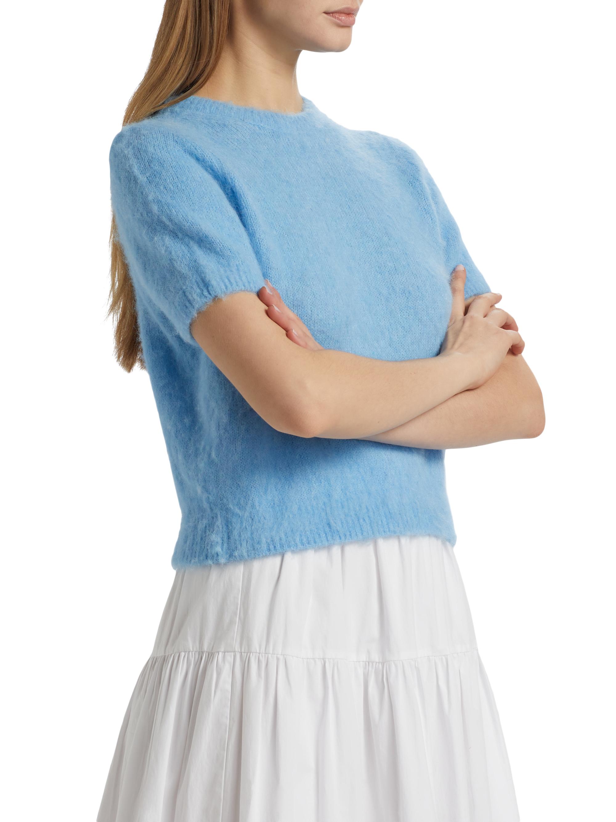 DÔEN Women's Hearst Alpaca-Blend Knit Sweater - Seashore Blue - detail view in Seashore blue