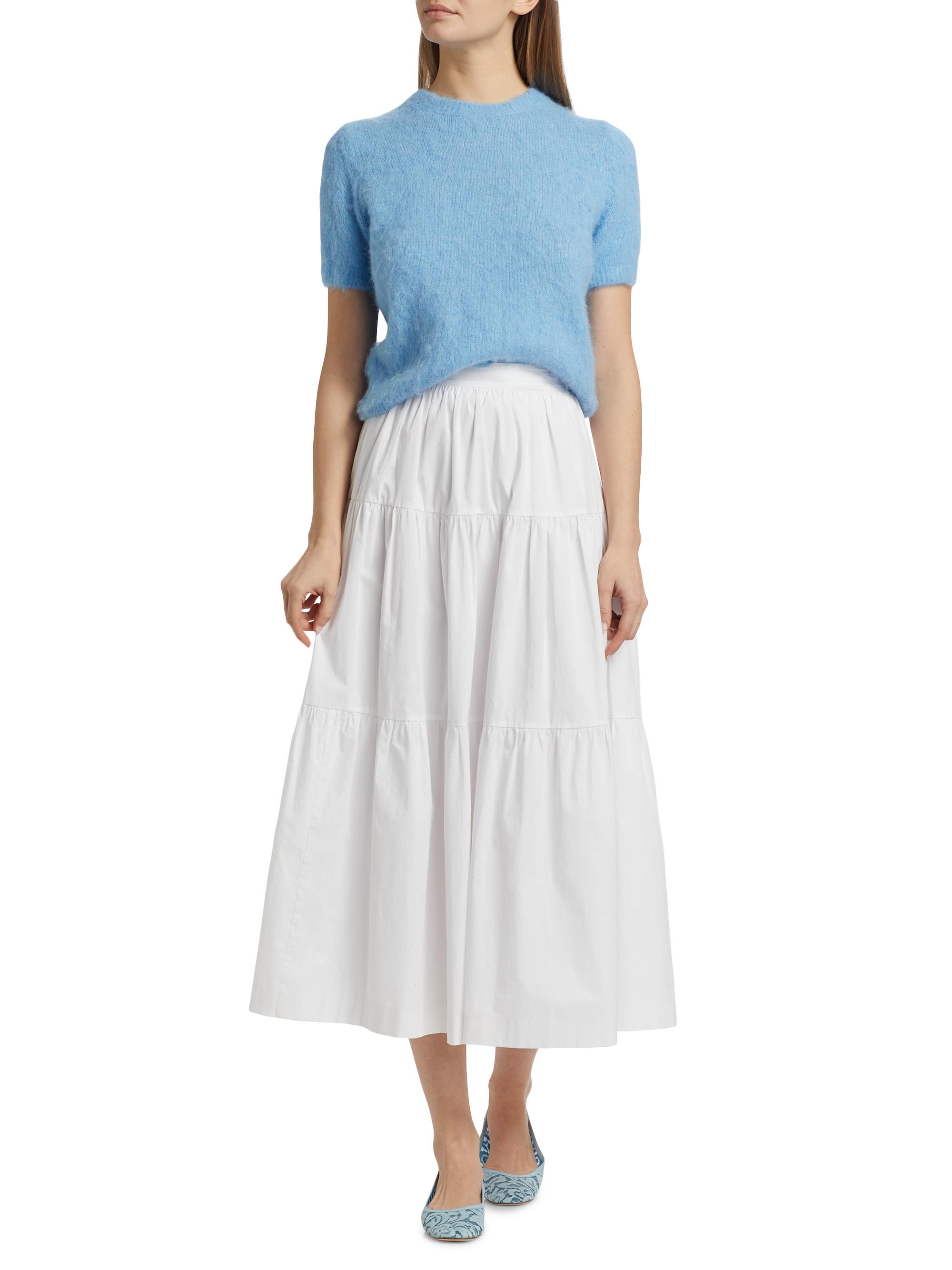 DÔEN Women's Hearst Alpaca-Blend Knit Sweater - Seashore Blue - back view in Seashore blue