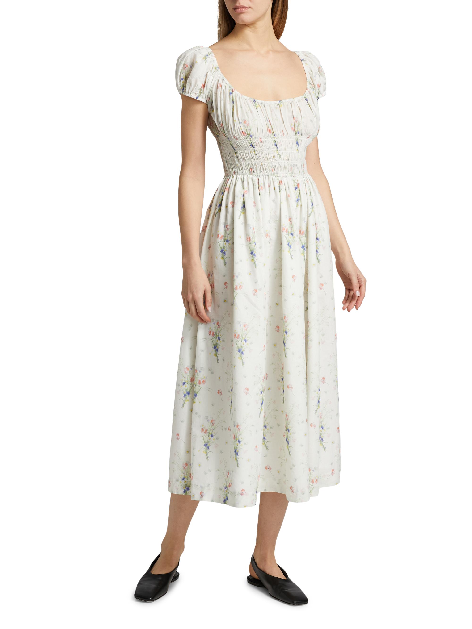 cotton dress formal Donna Karan Women's Cotton Sleeveless Floral Midi Dress in Black main image 1
