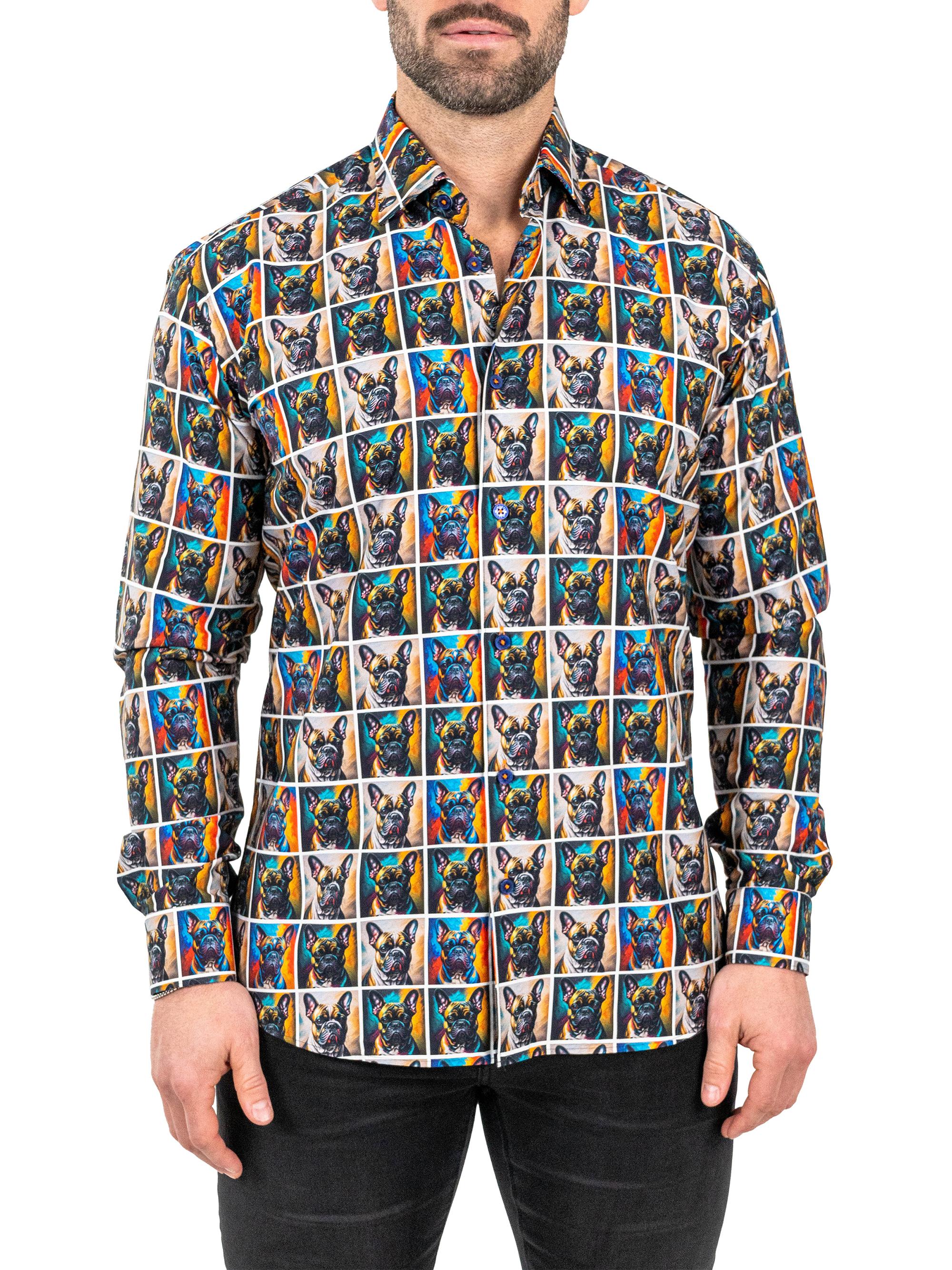 Maceoo Men's Fibonacci Puppy Portrait Shirt - Brown