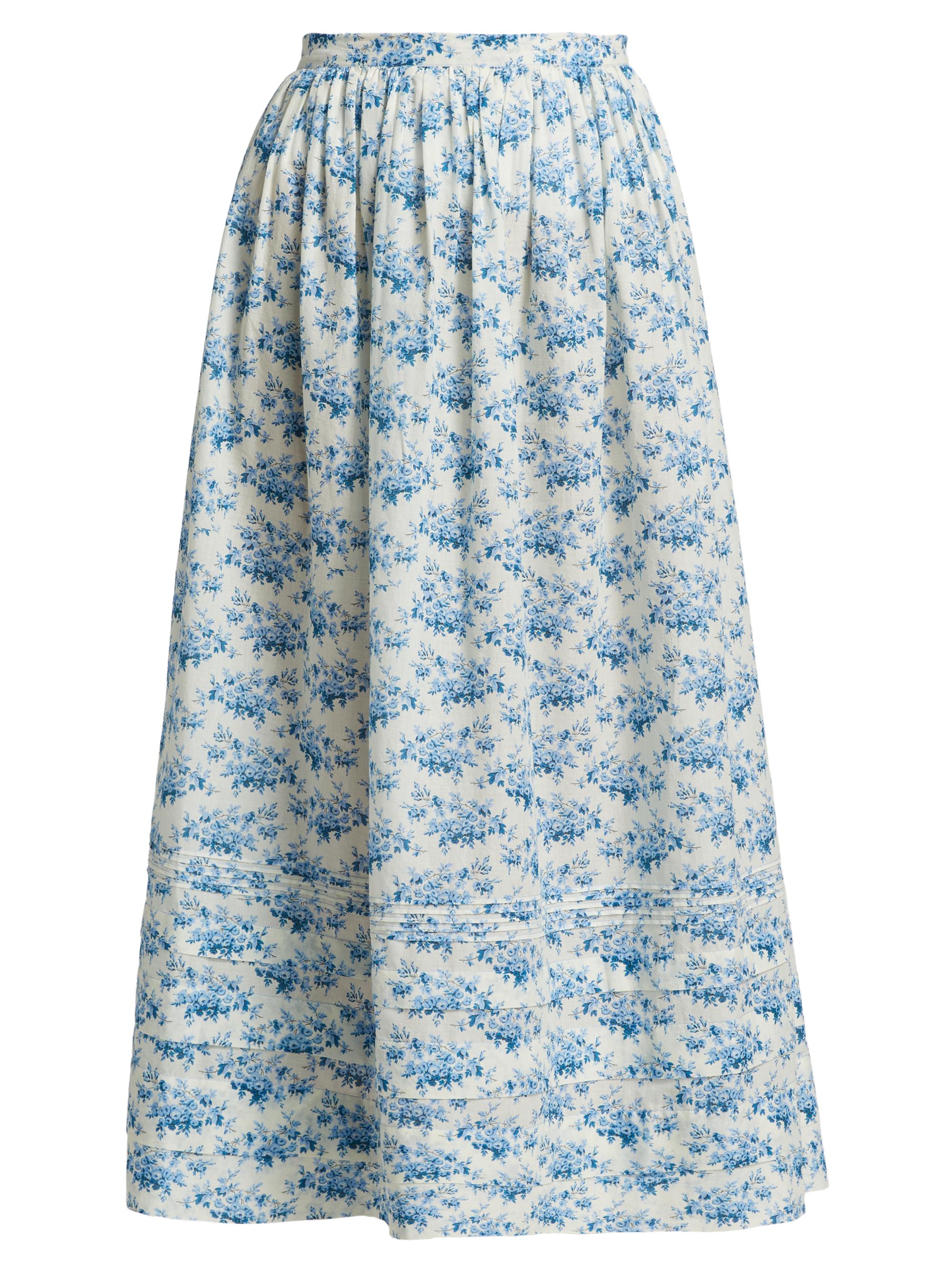 DÔEN Women's Marcie Cotton Midi-Skirt - Bleu Rosier Floral