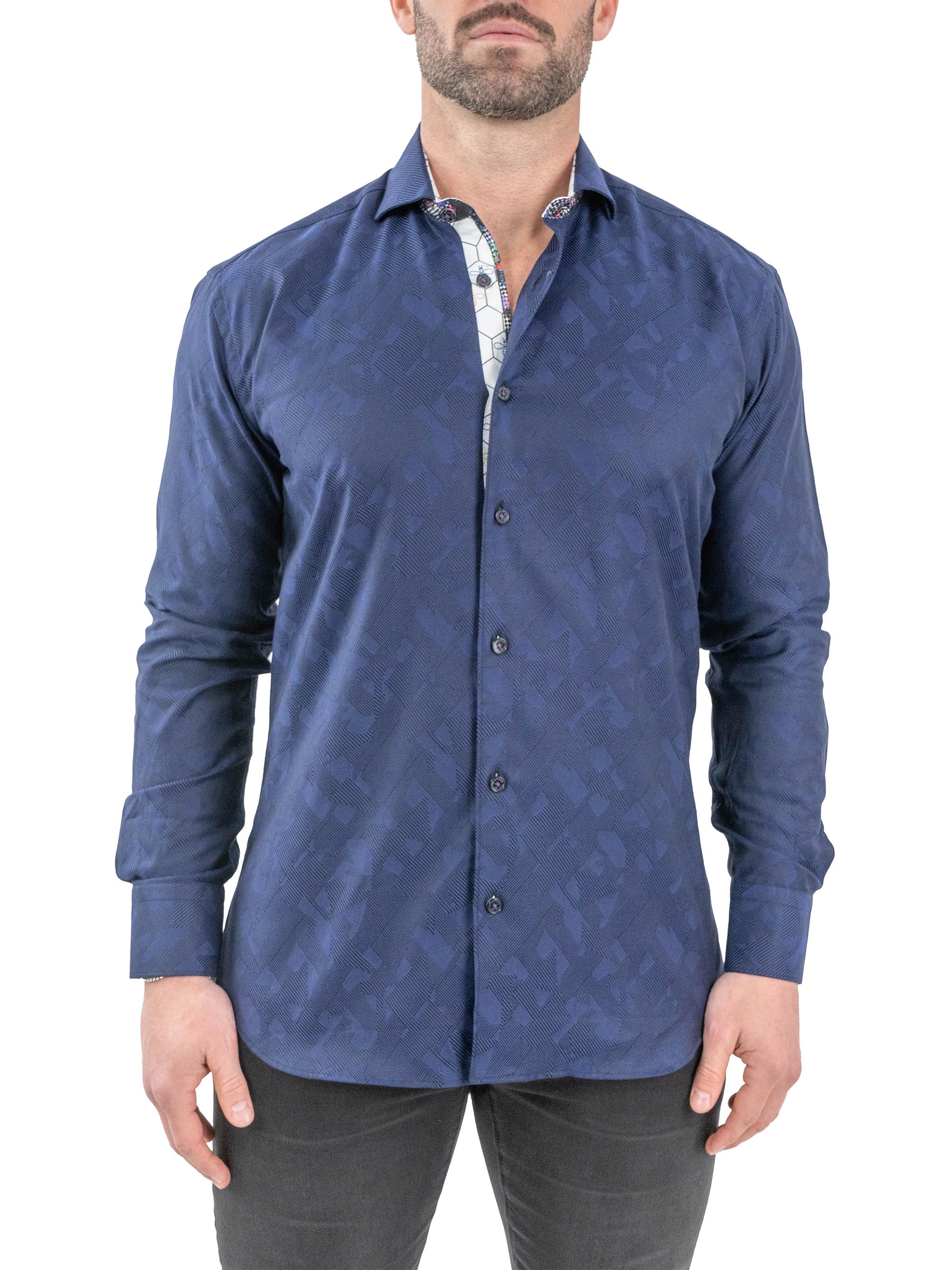 Maceoo Men's Einstein Jacq Shirt - Blue