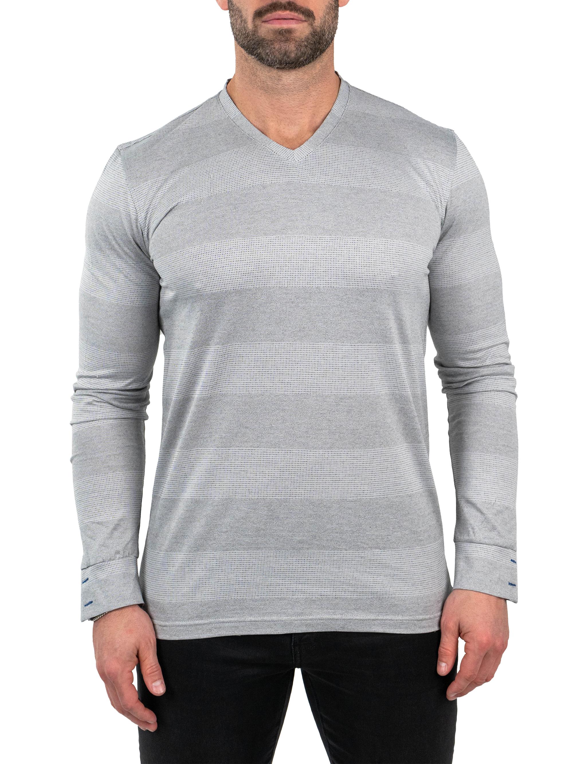 Maceoo Men's V-Neck Edison Shirt - Grey