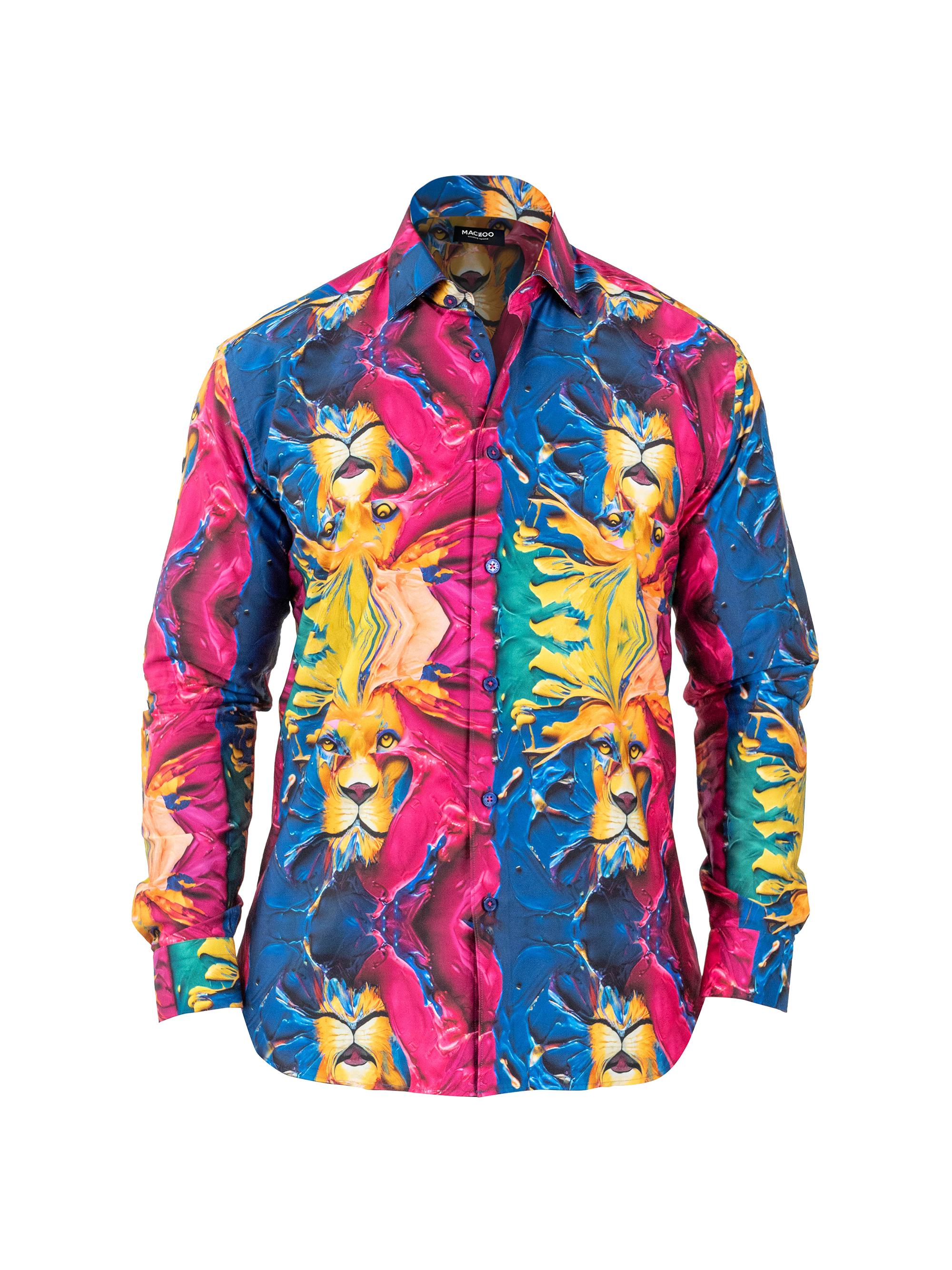Maceoo Men's Fibonnaci Scar Lion Shirt - Multicolored