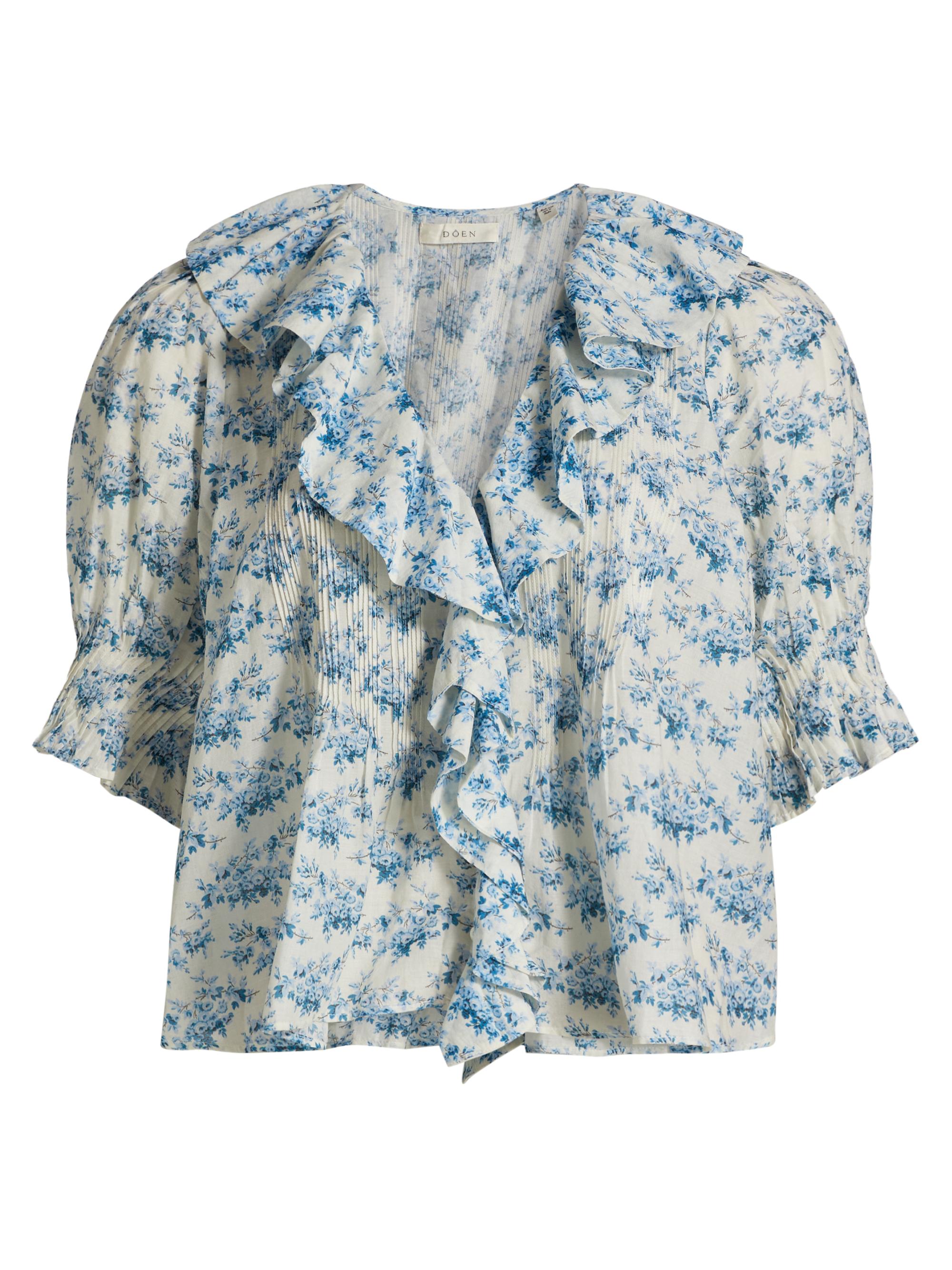 DÔEN Women's Henri Floral Cotton Top - Bleu Rosier Floral
