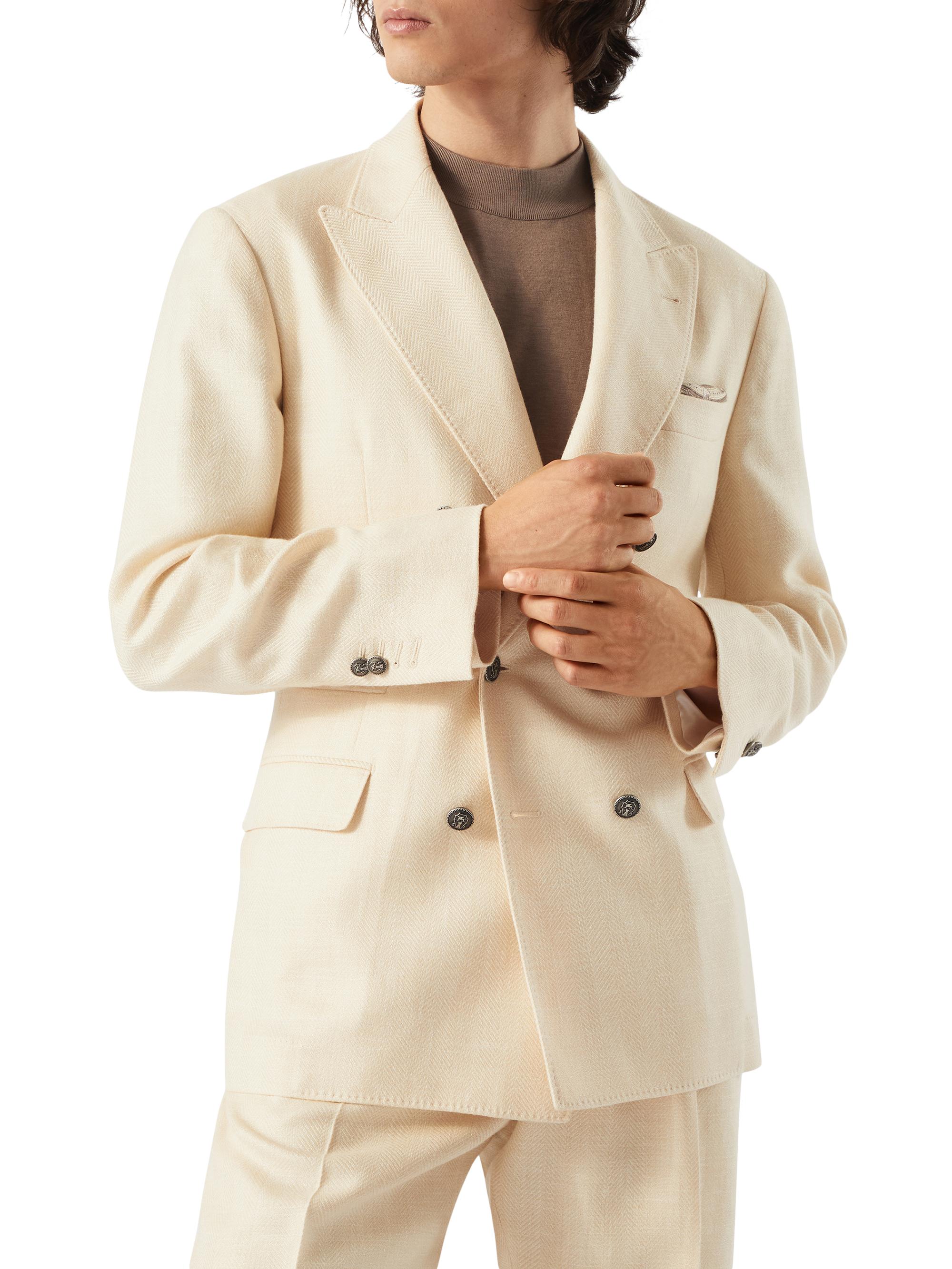 Brunello Cucinelli Men's One and a Half Breasted Deconstructed Blazer - Cream