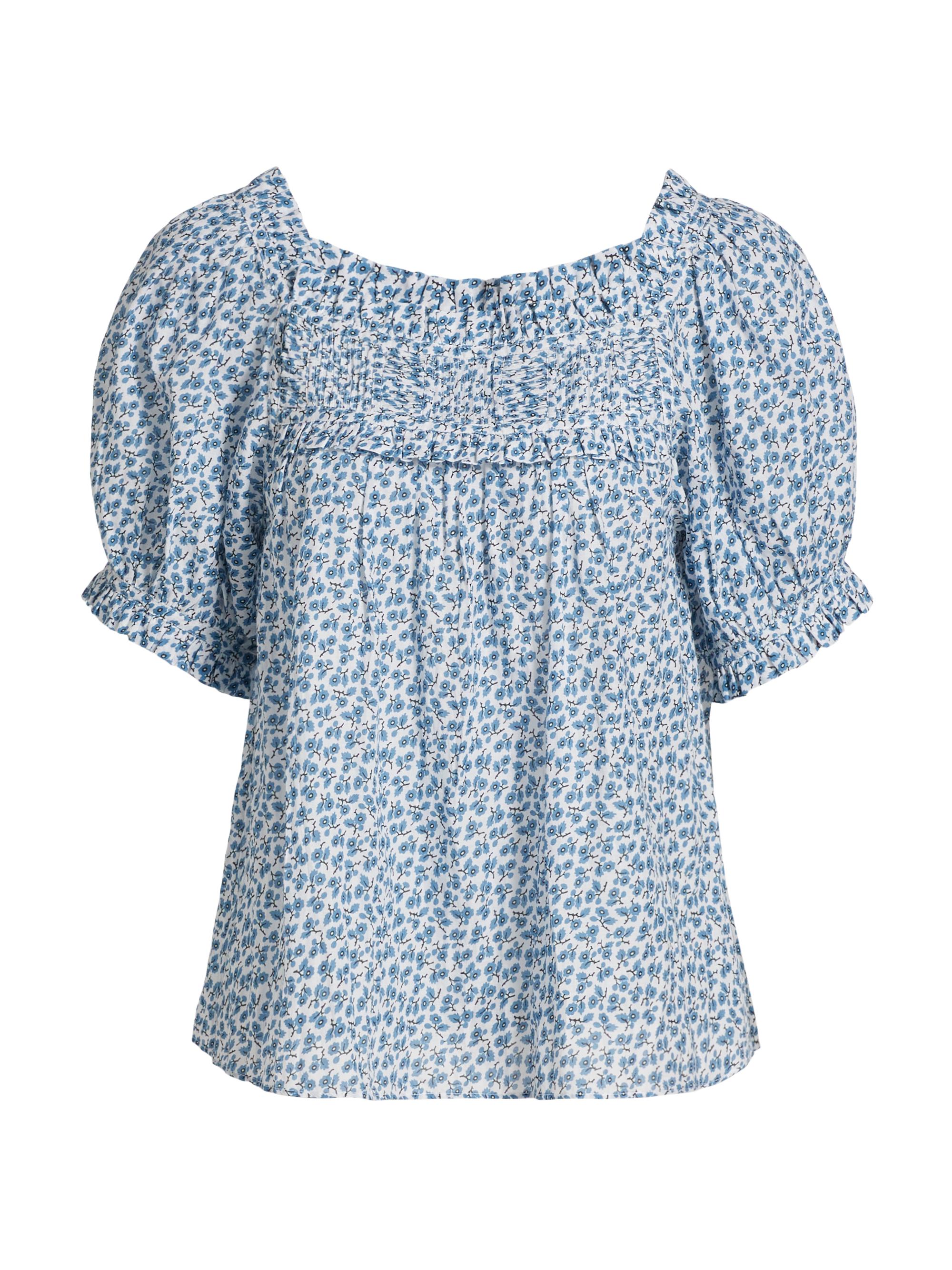 DÔEN Women's Frances Floral Cotton Top - Cornflower Hillside Bloom