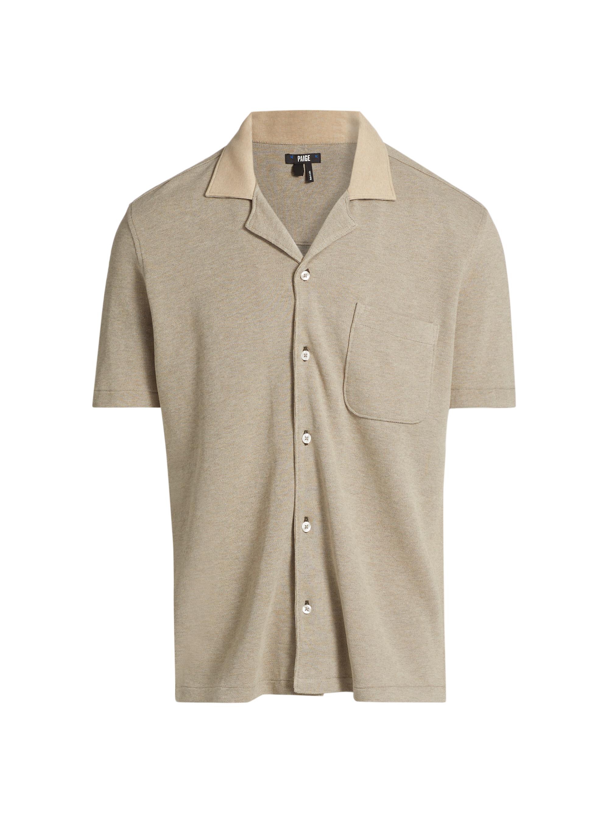 Paige Men's Oliver Cotton Shirt - Heathered Oatmeal