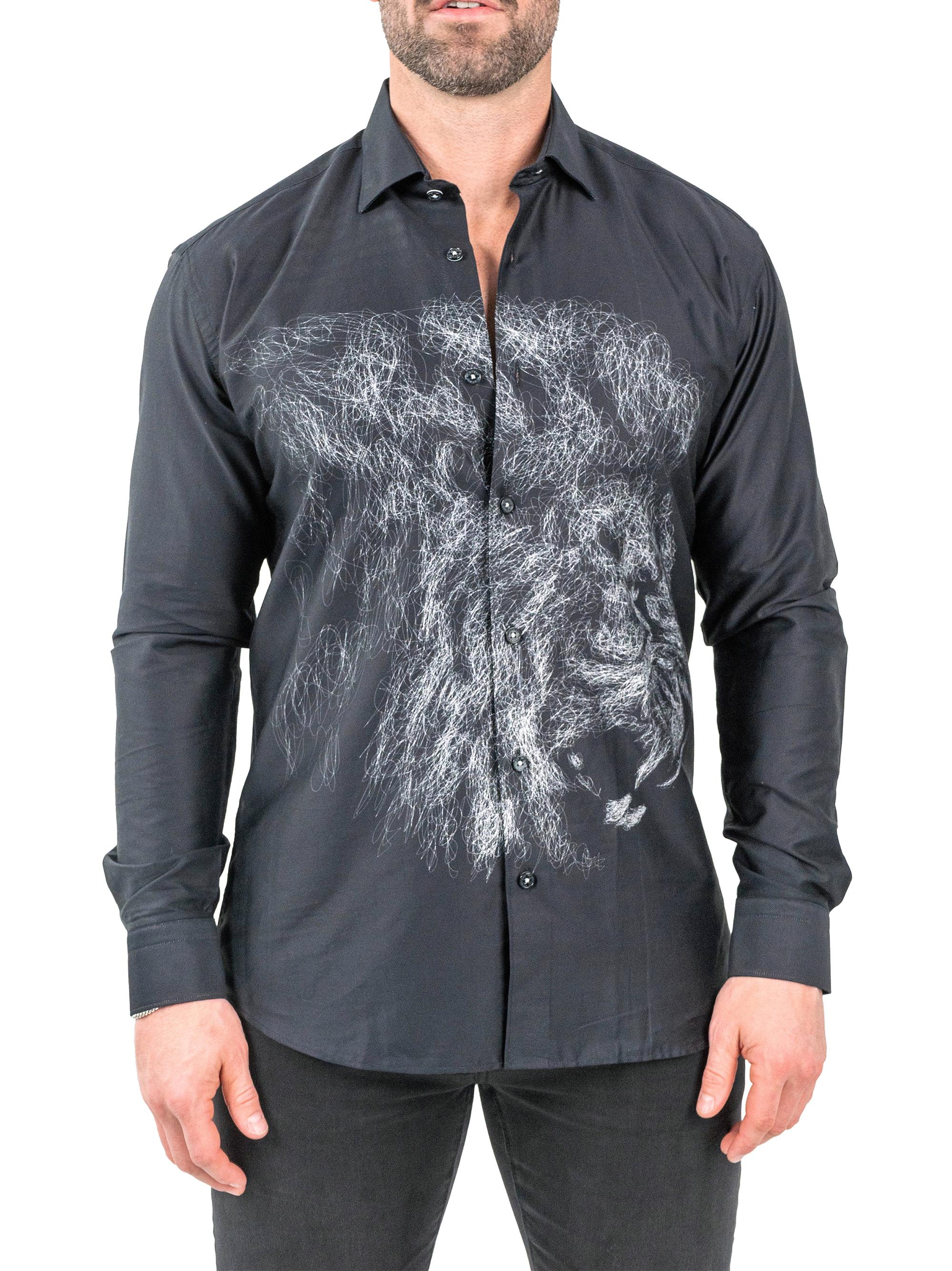 lion dress shirt Maceoo Fibonacci Lion Chalk Shirt