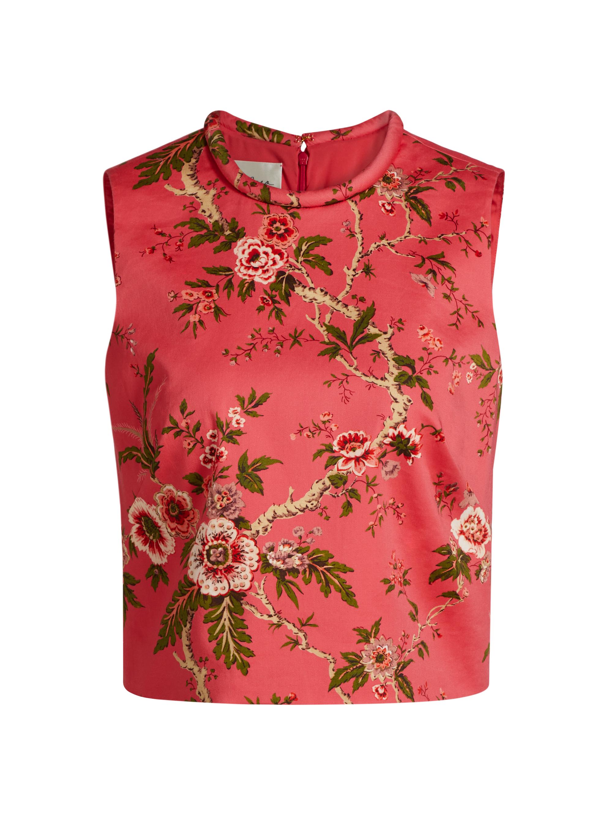 Cara Cara Women's Mackenzie Floral Cotton Sateen Sleeveless Top - Chintz Guava