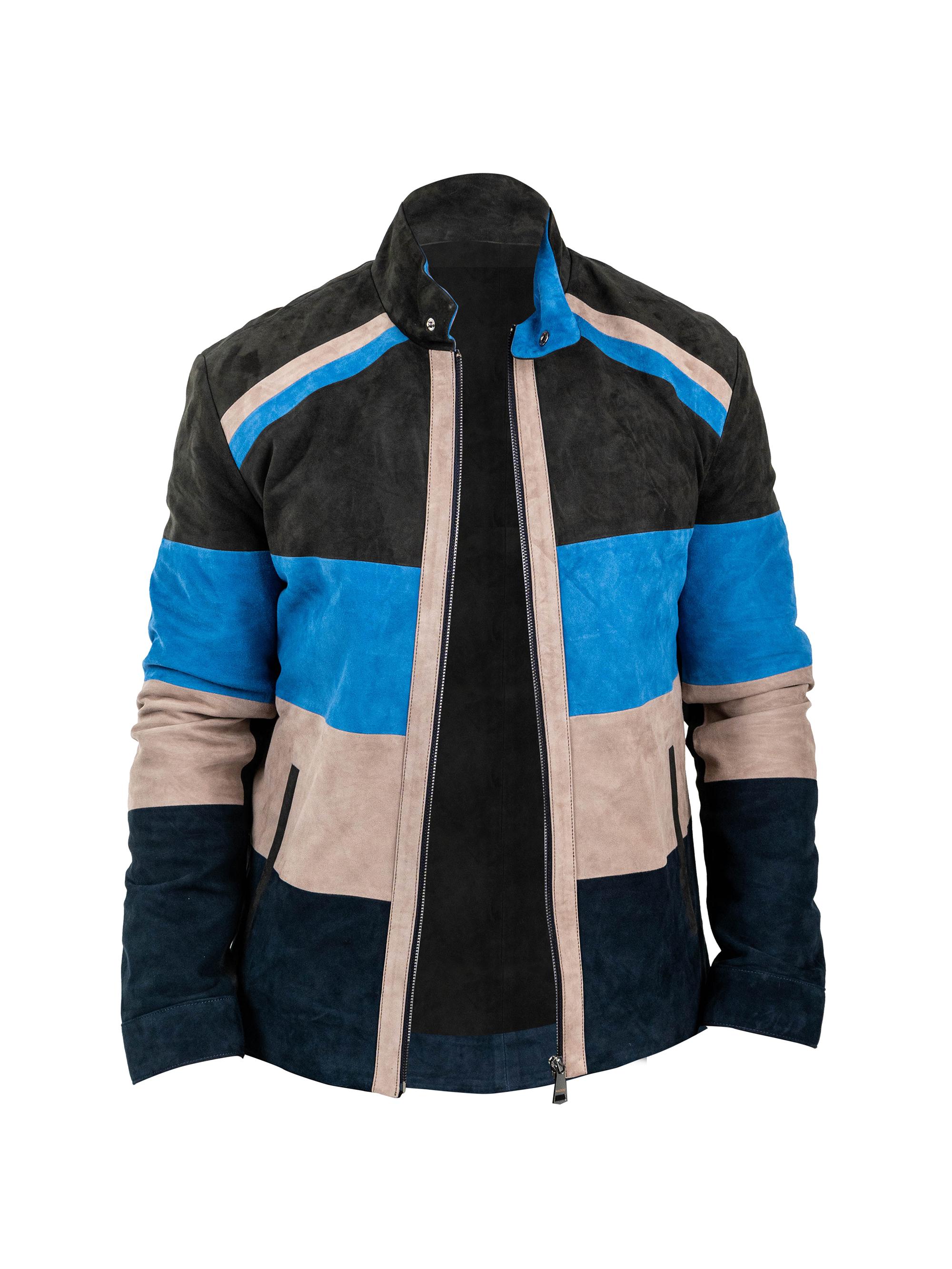Maceoo Men's Leather Multi Panels Jacket - Multicolored
