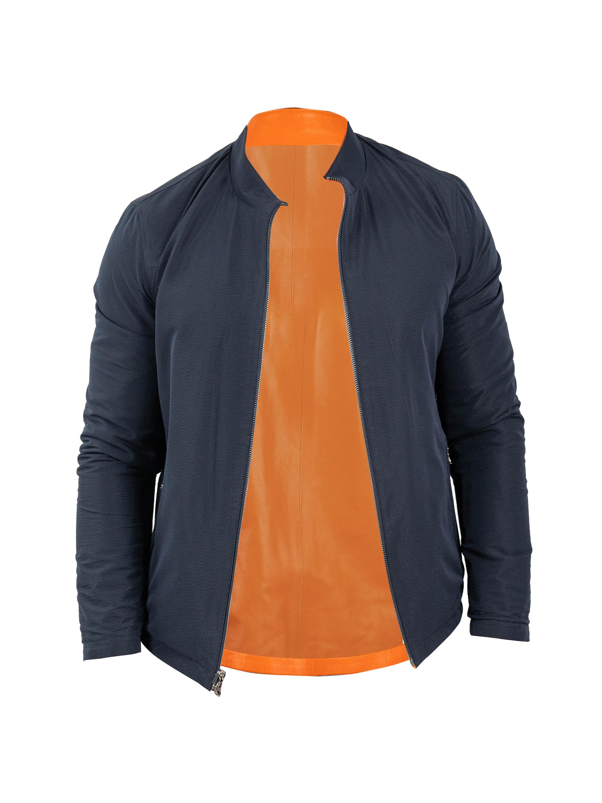 Maceoo Men's Leather Reverse Jacket - Orange