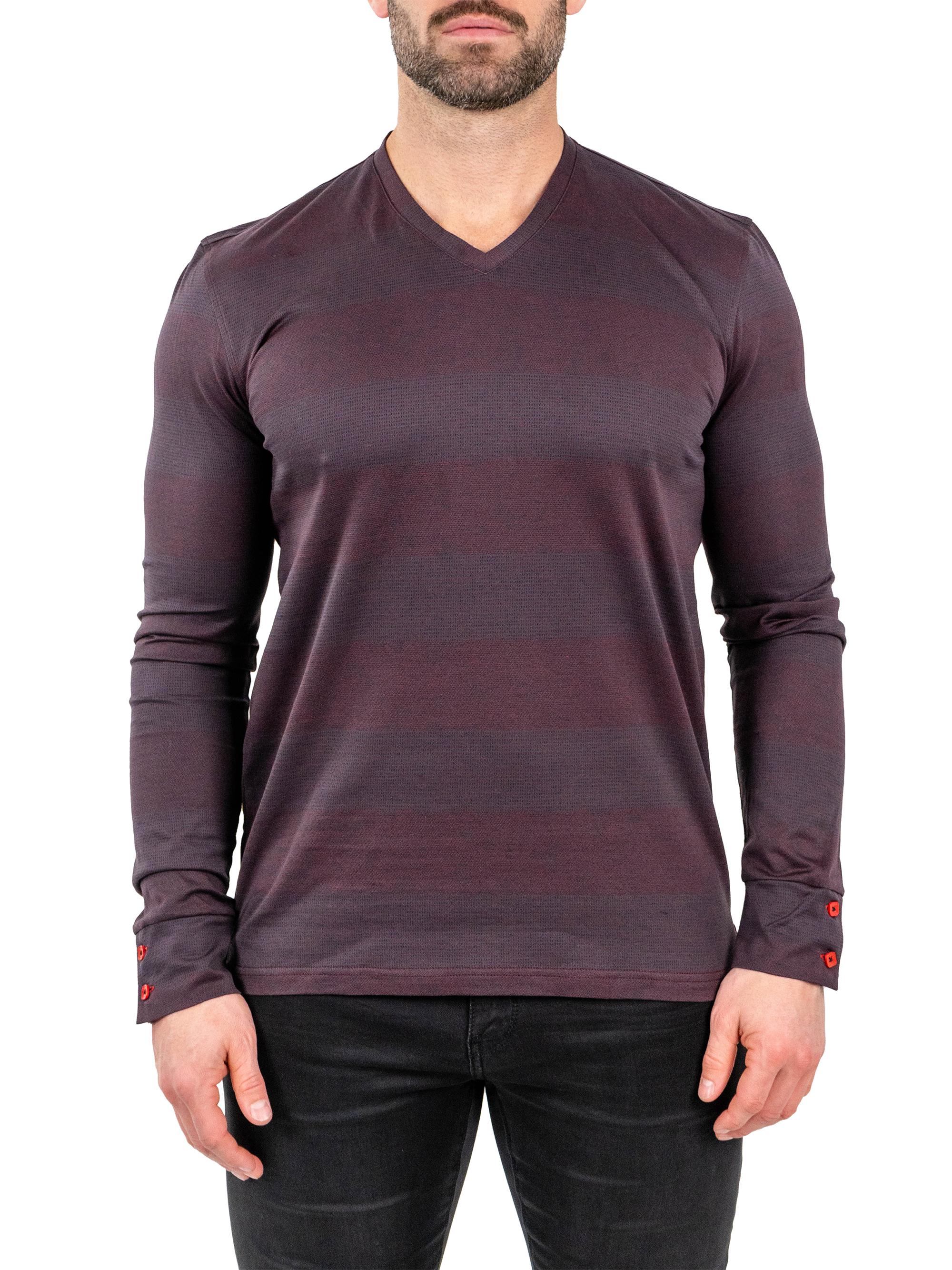 Maceoo Men's V-Neck Edison T-Shirt - Red