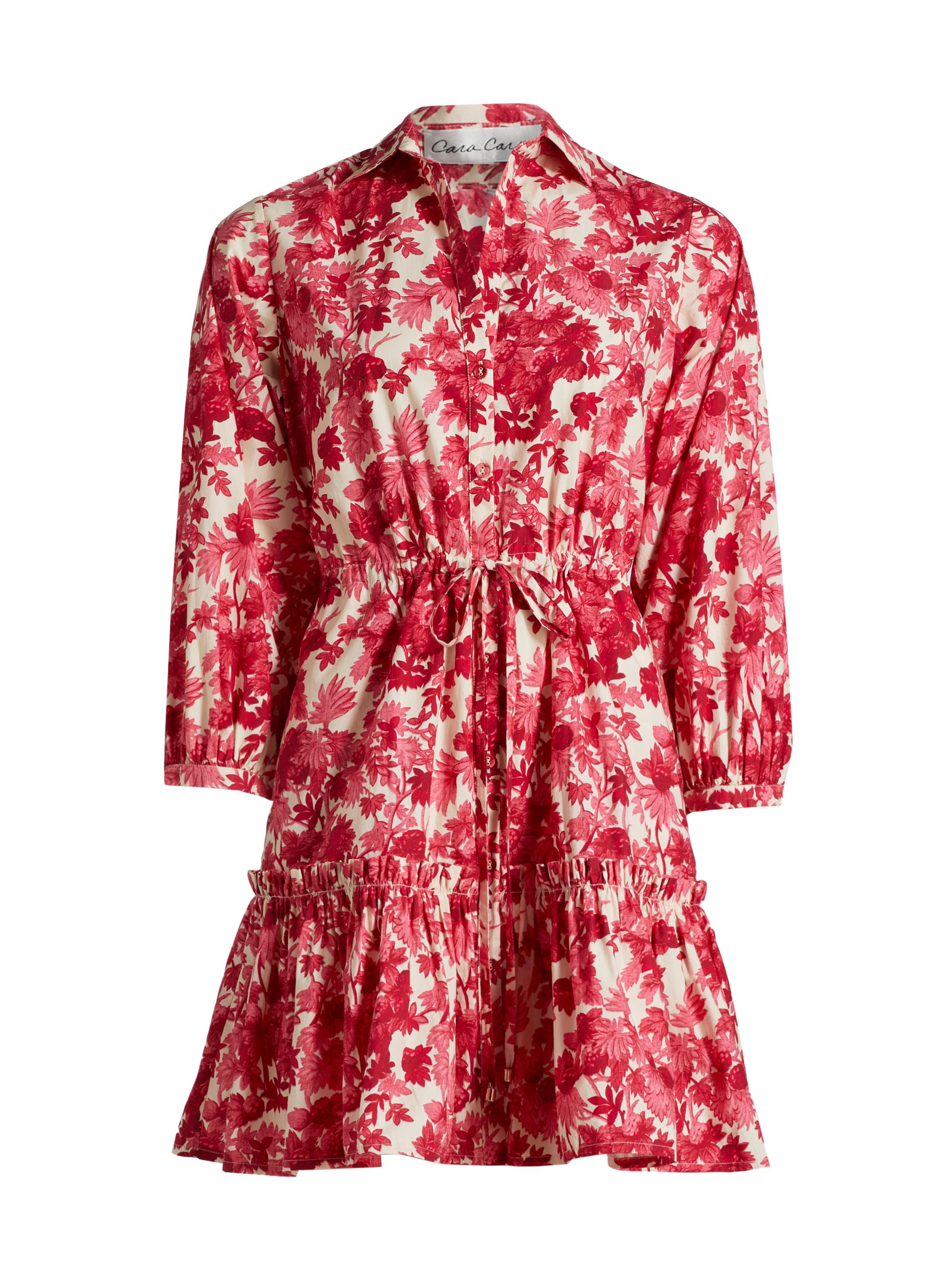 Cara Cara Women's Robin Floral Cotton Mini Shirtdress - Berries Pink