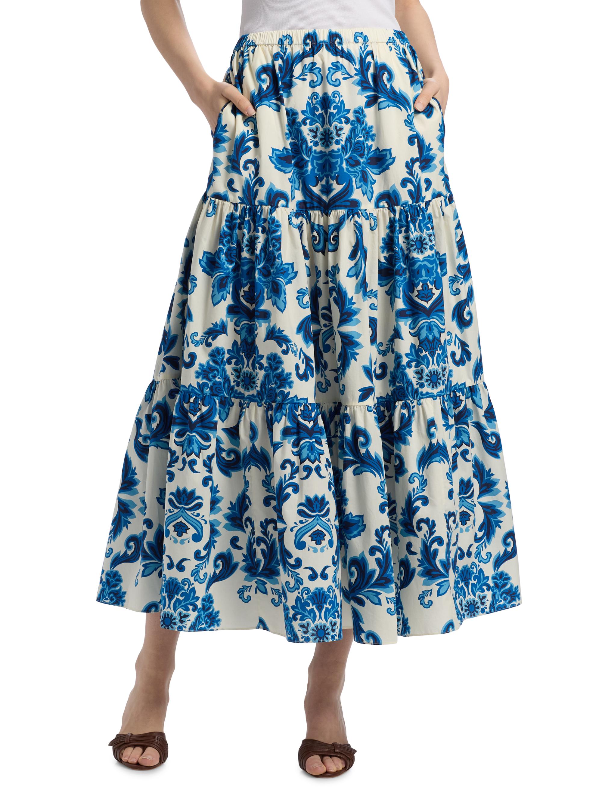 Cara Cara Melanie Floral Tiered Midi Skirt | Saks Fifth Avenue