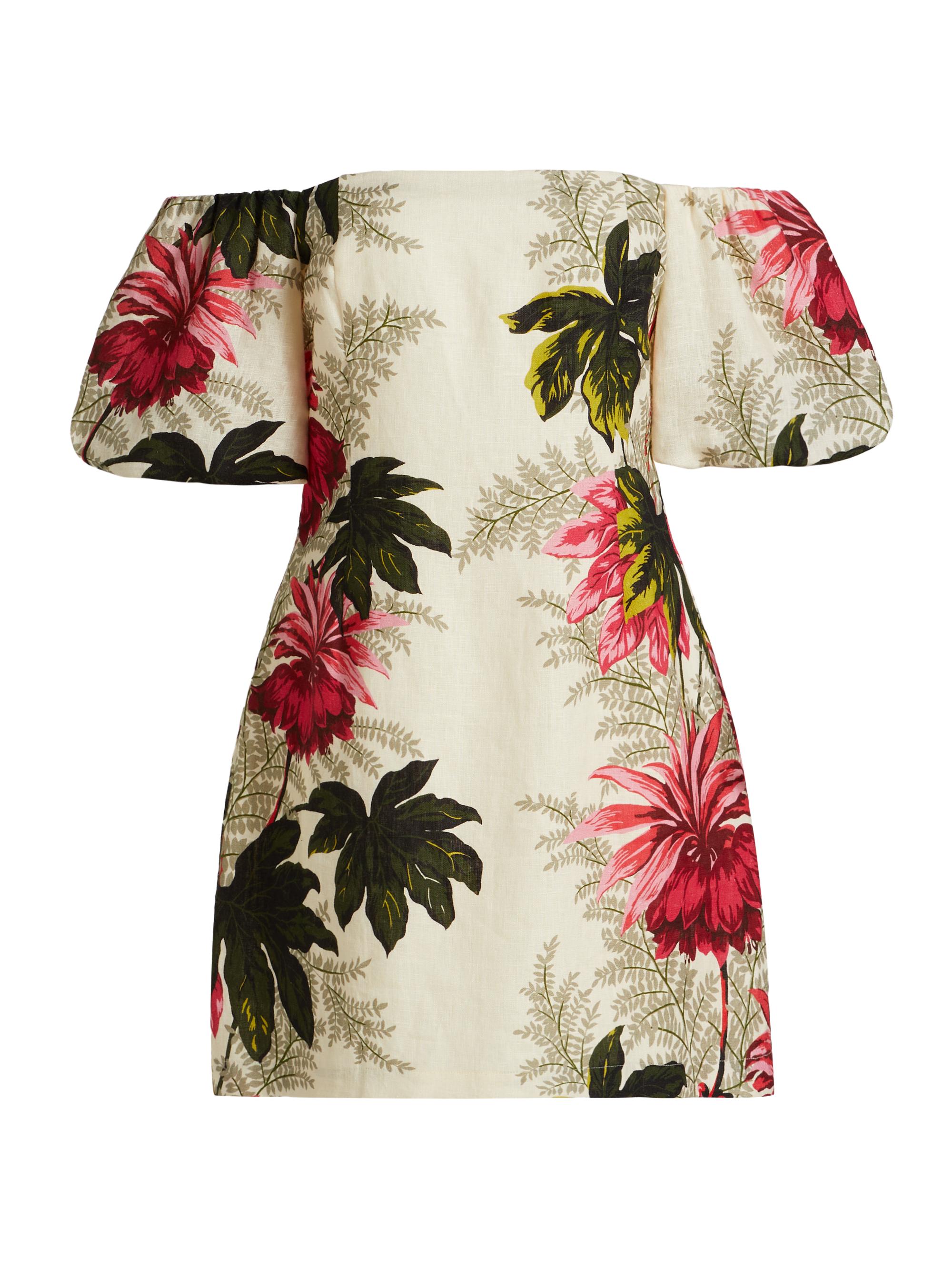Cara Cara Women's Tully Floral Puff-Sleeve Minidress - Natura Egret