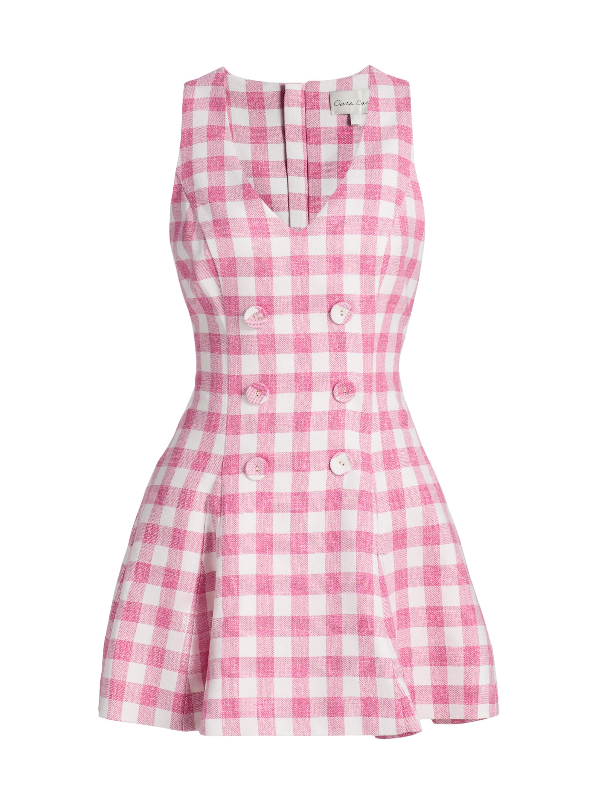 Cara Cara Women's Saya Gingham Vest Minidress - Pink Boucle Grid