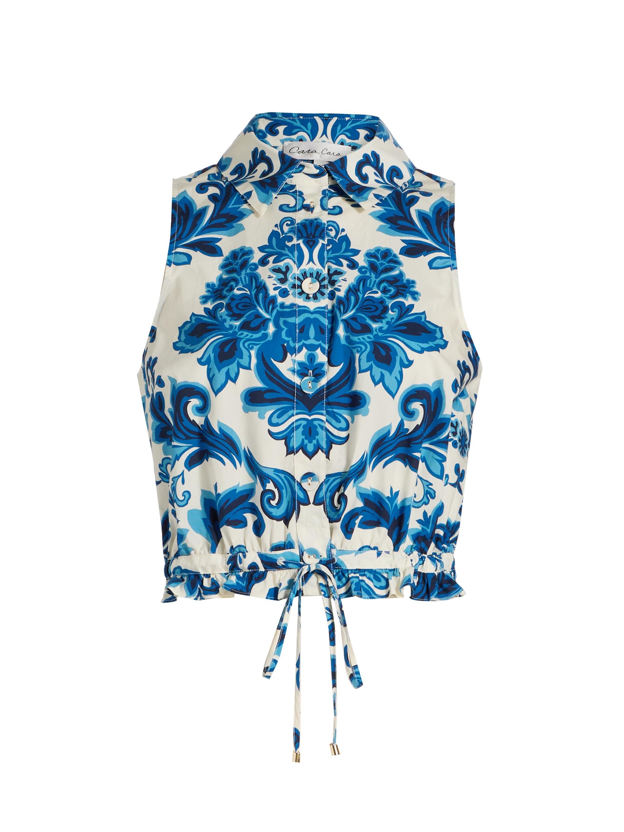 Cara Cara Women's Hanna Floral Drawstring Top - Fiore Evening Blue