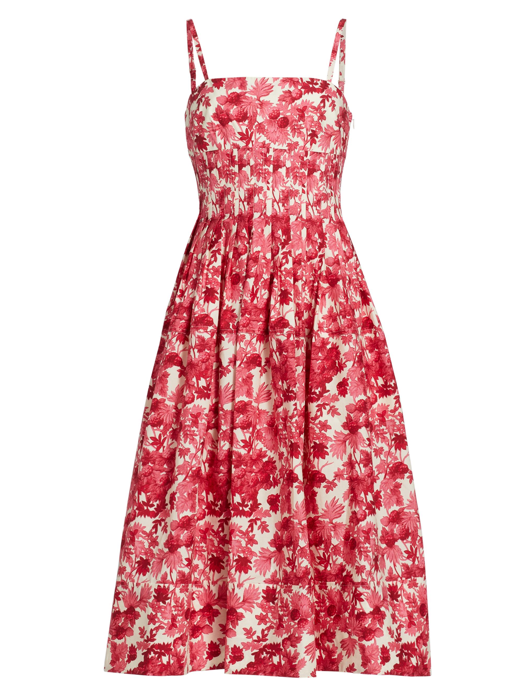 Cara Cara Women's Sea Island Printed Cotton Poplin Midi-Dress - Berries Pink