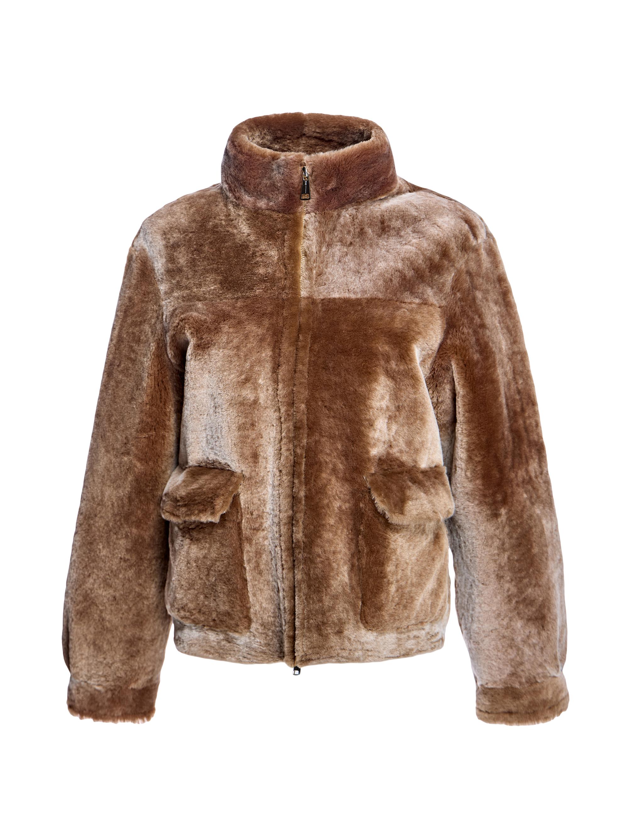 Maximilian Women's Shearling Zipper Jacket - Bronze