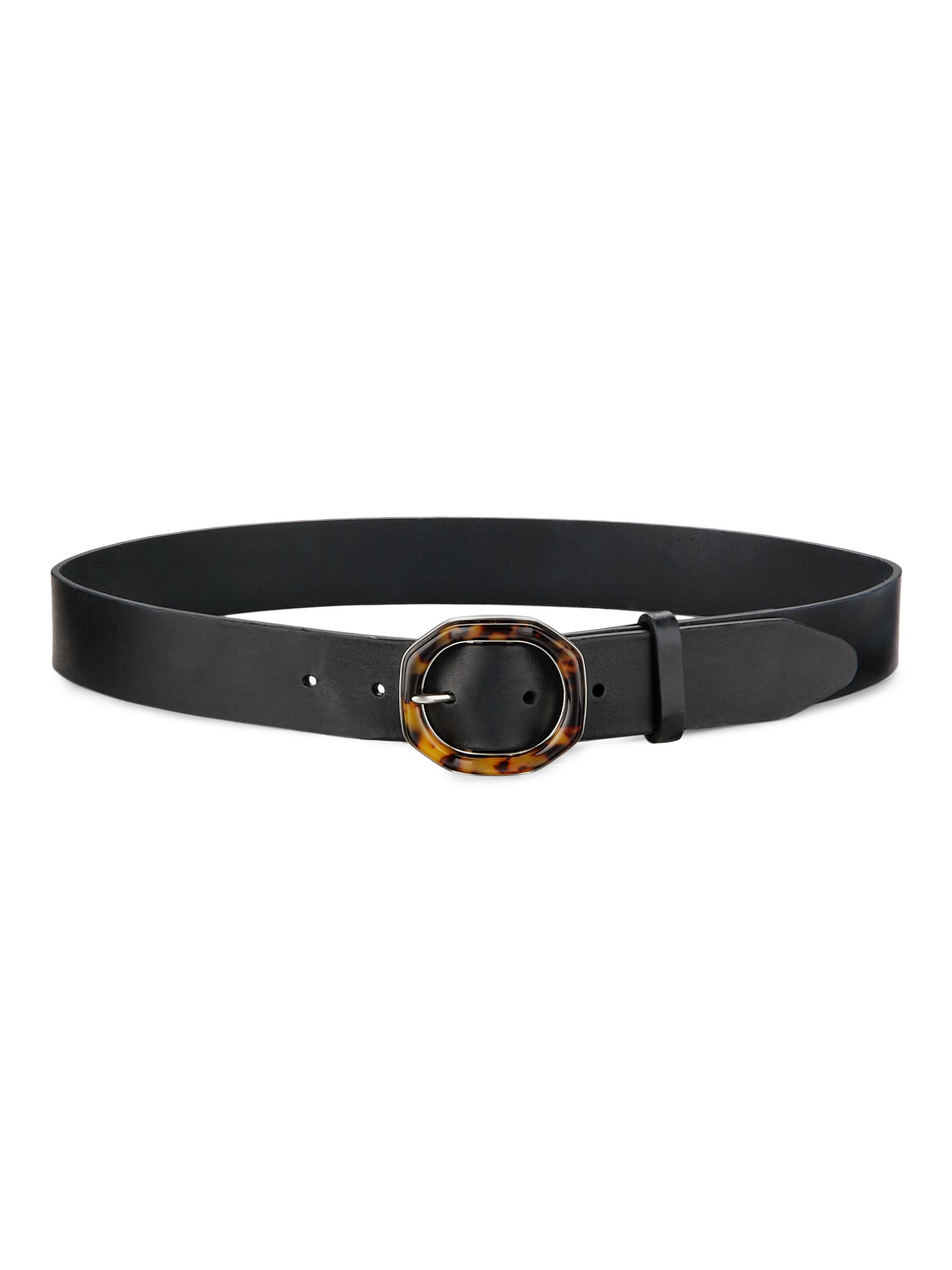 rag & bone Women's Audrey Leather Belt - Black Tort