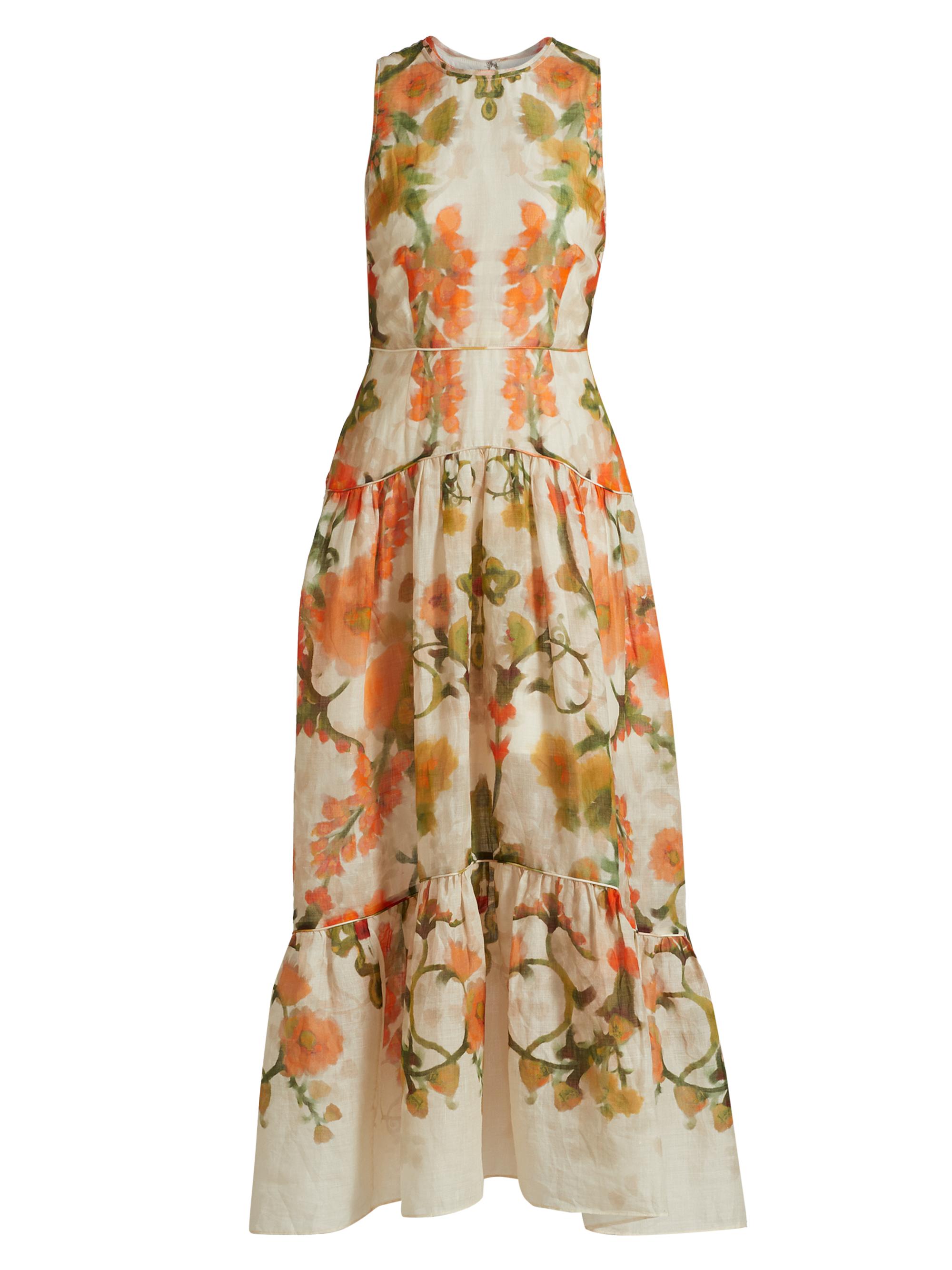 Marchesa Rosa Women's Floral Sleeveless Maxi Dress - Coral Multi