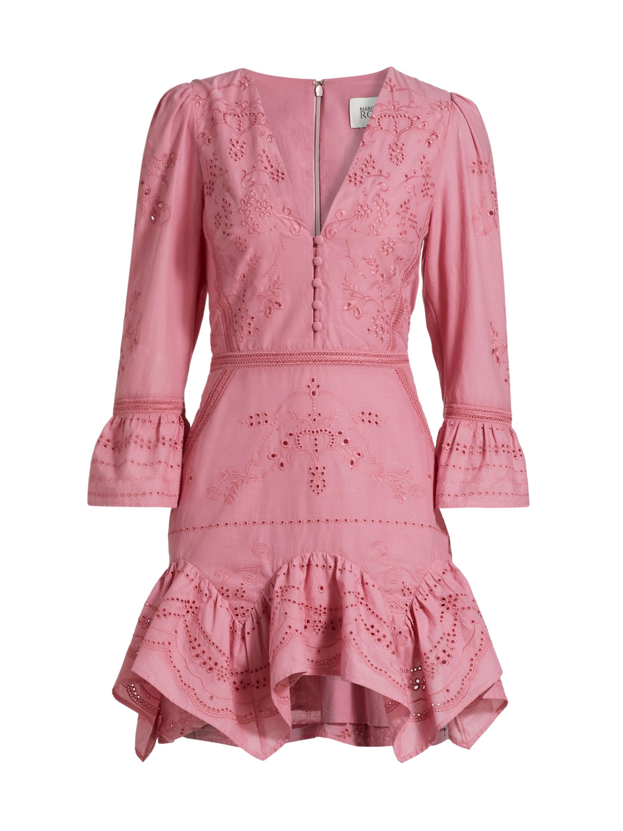 Marchesa Rosa Women's Embroidered Cotton Voile Minidress - Pink