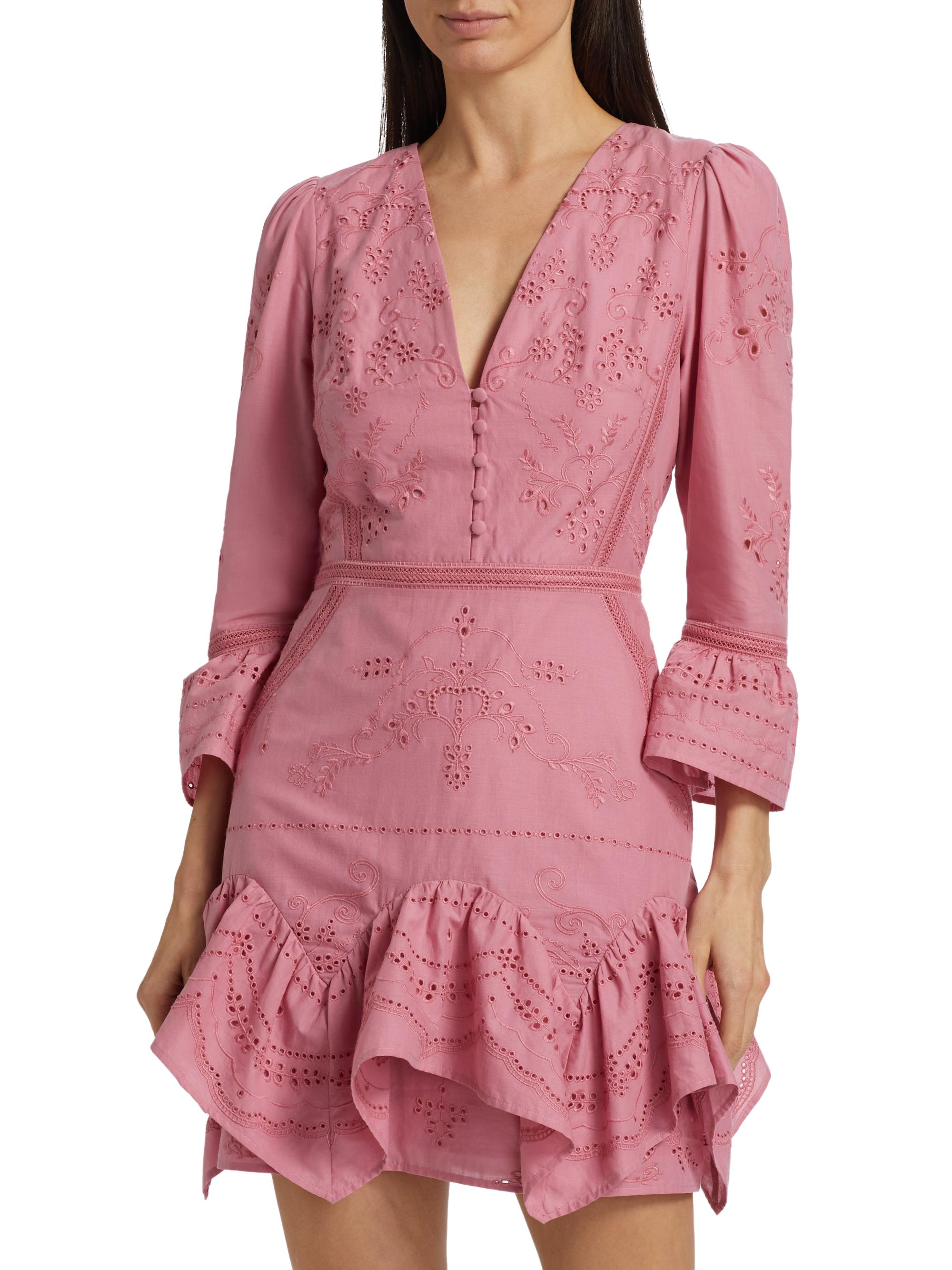 Marchesa Rosa Embroidered Cotton Voile Minidress | Saks Fifth Avenue