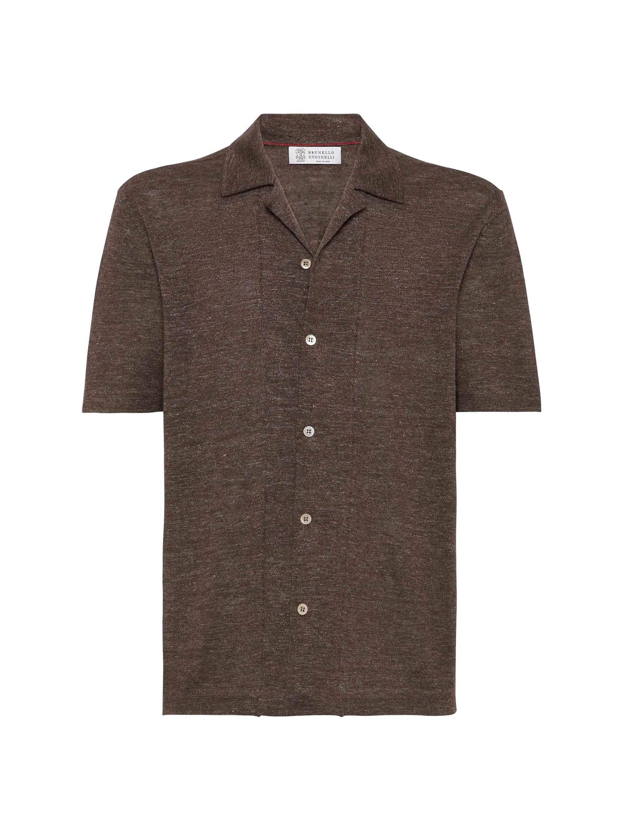 BRUNELLO CUCINELLI リネン　シルク　サマーニット　XLサイズ Brunello Cucinelli Linen and Cotton Short Sleeve Knit Shirt