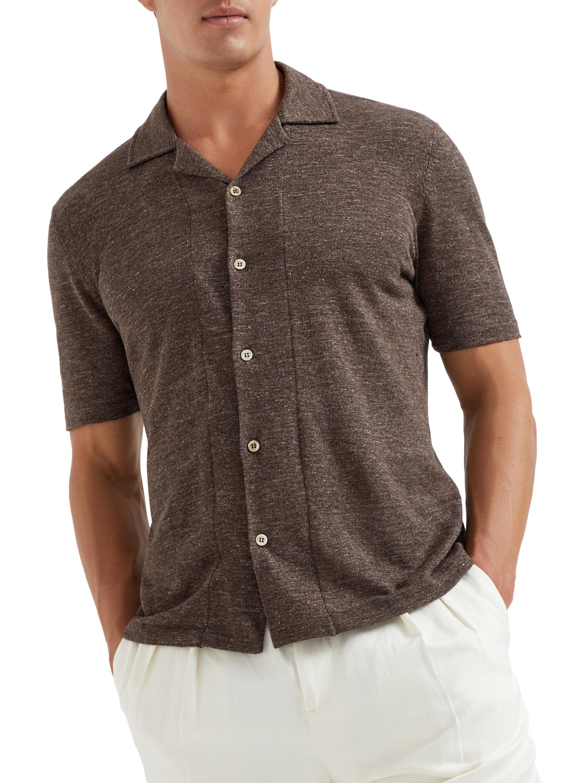 Brunello Cucinelli Linen and Cotton Short Sleeve Knit Shirt