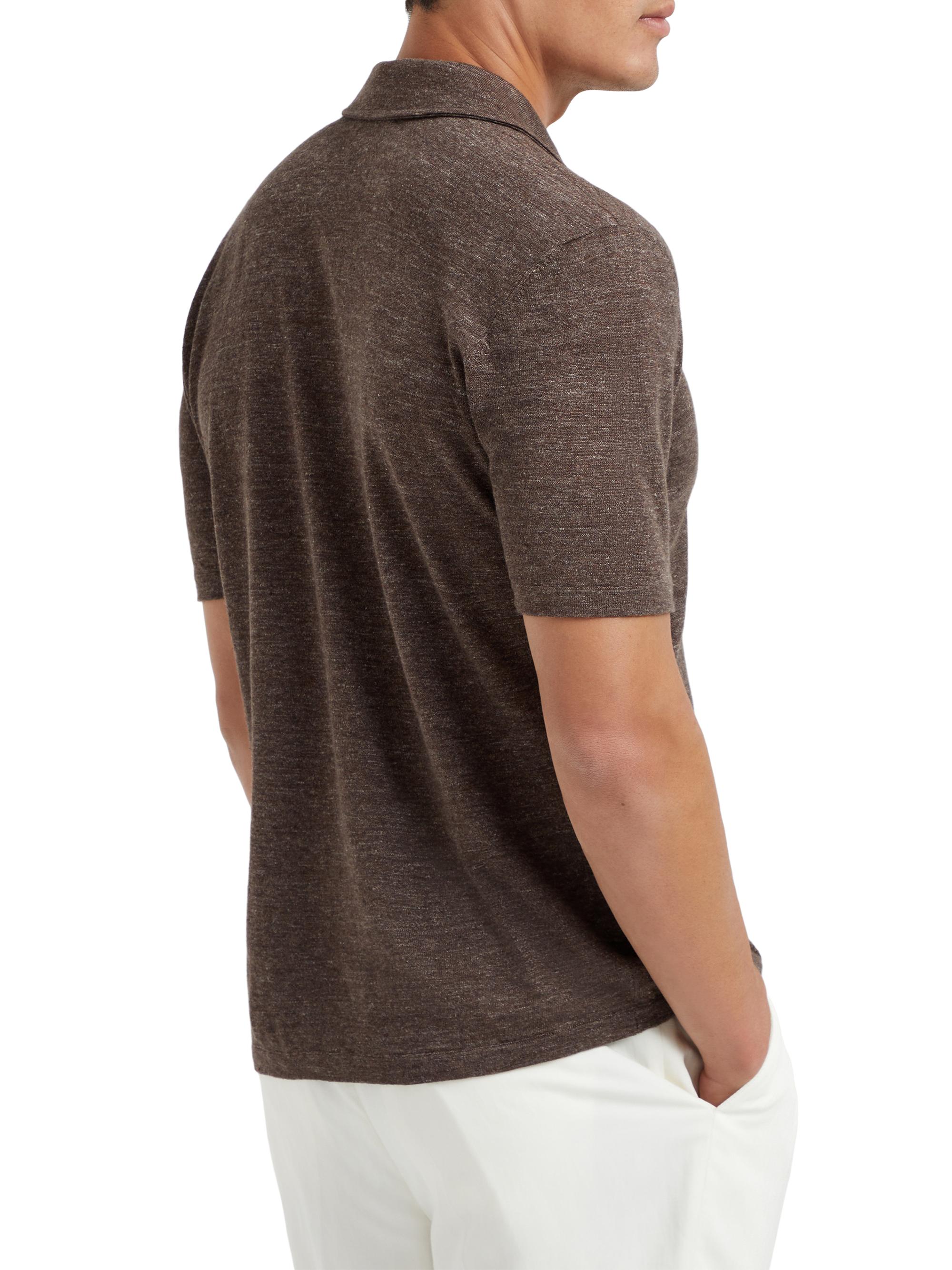 Brunello Cucinelli Linen and Cotton Short Sleeve Knit Shirt