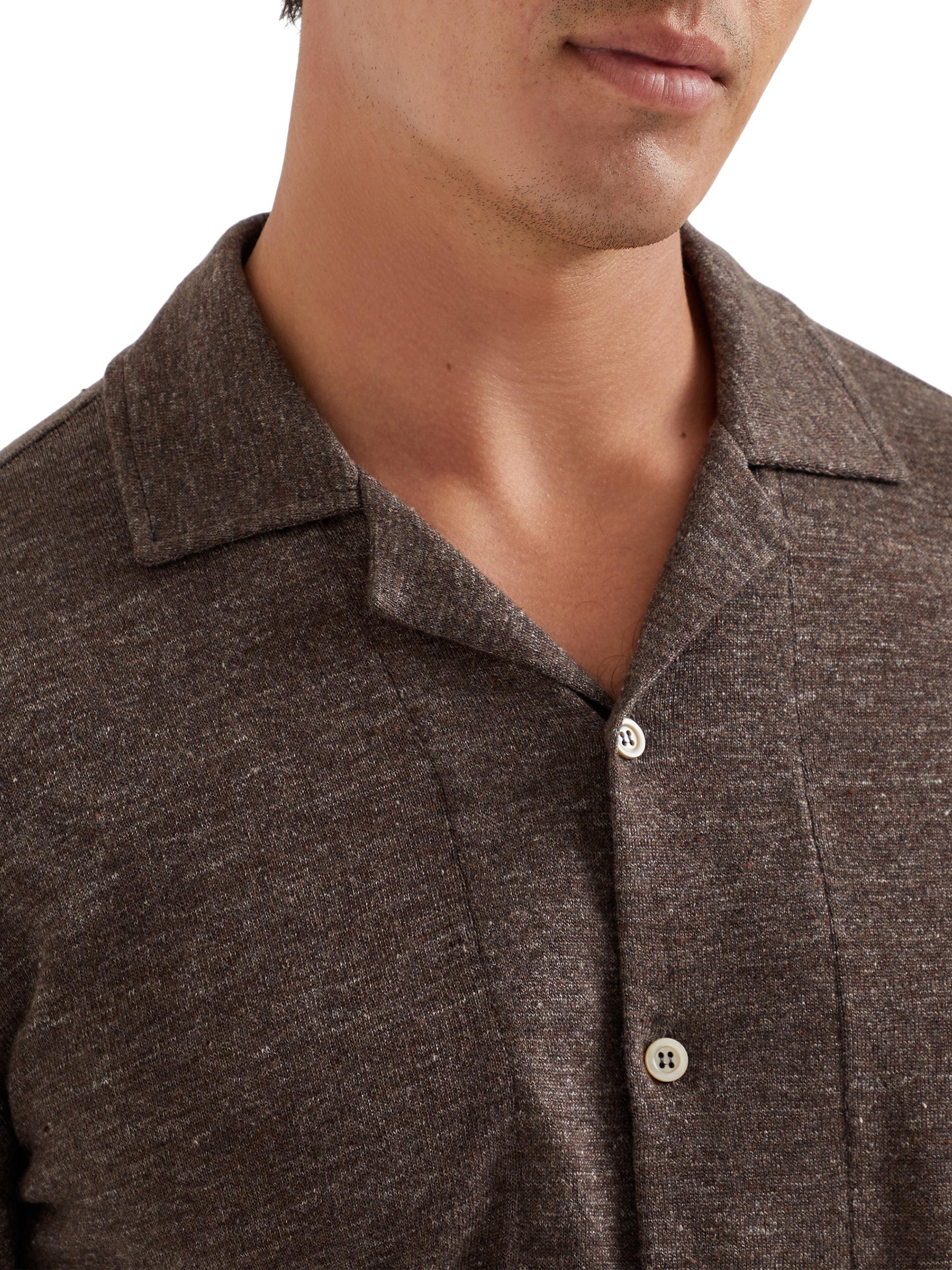 Brunello Cucinelli Linen and Cotton Short Sleeve Knit Shirt
