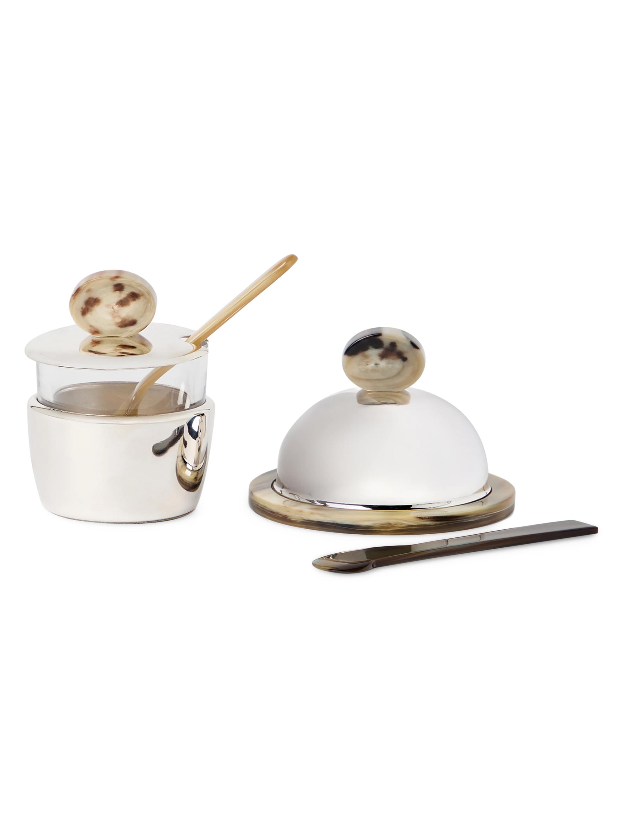 Brunello Cucinelli Olive Wood, Brass and Leather Candlestick Holder - Silver