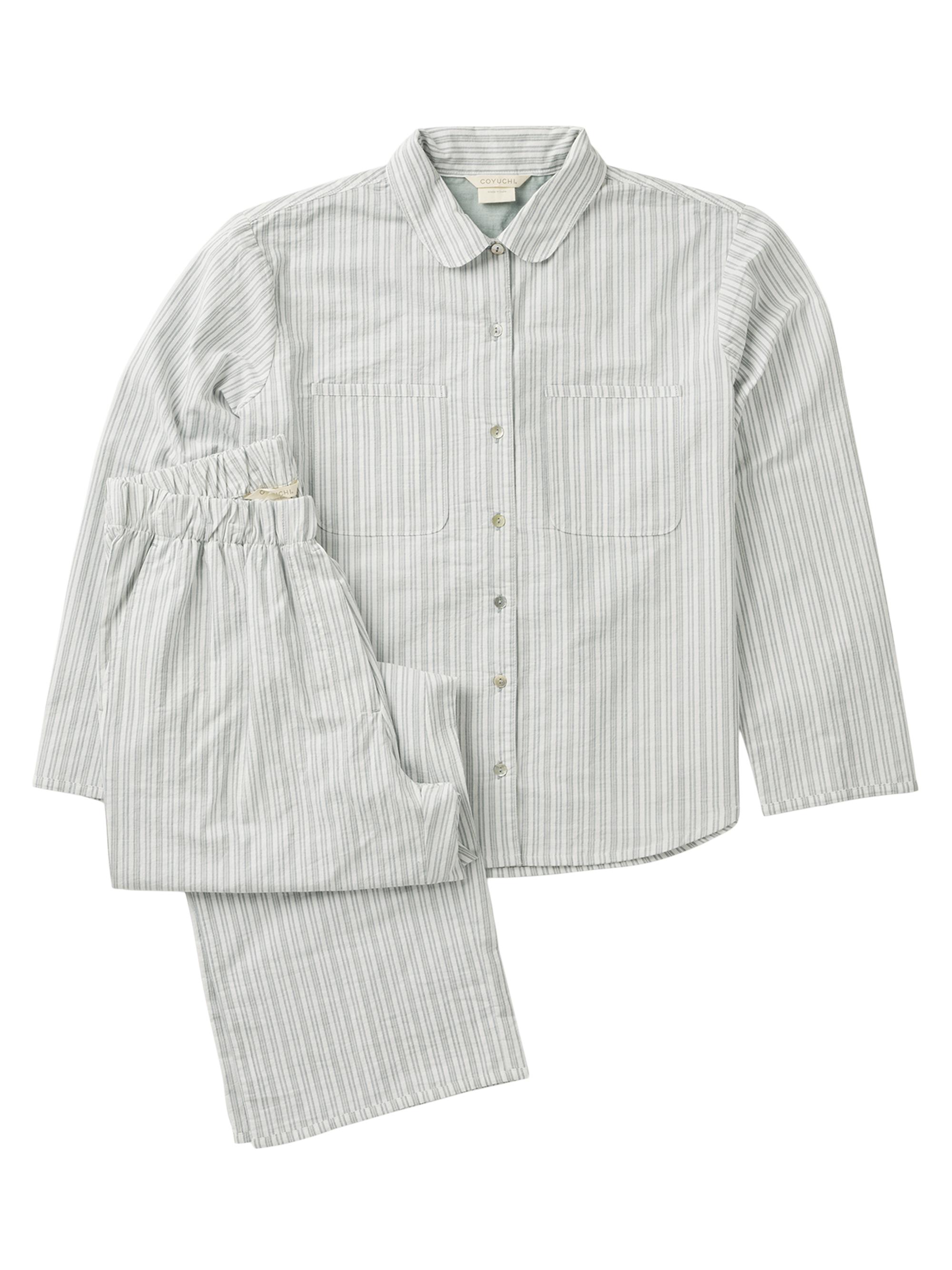 Coyuchi Women's Isla Organic Cotton Long Sleeve Pajama Set - Hazel Chambray