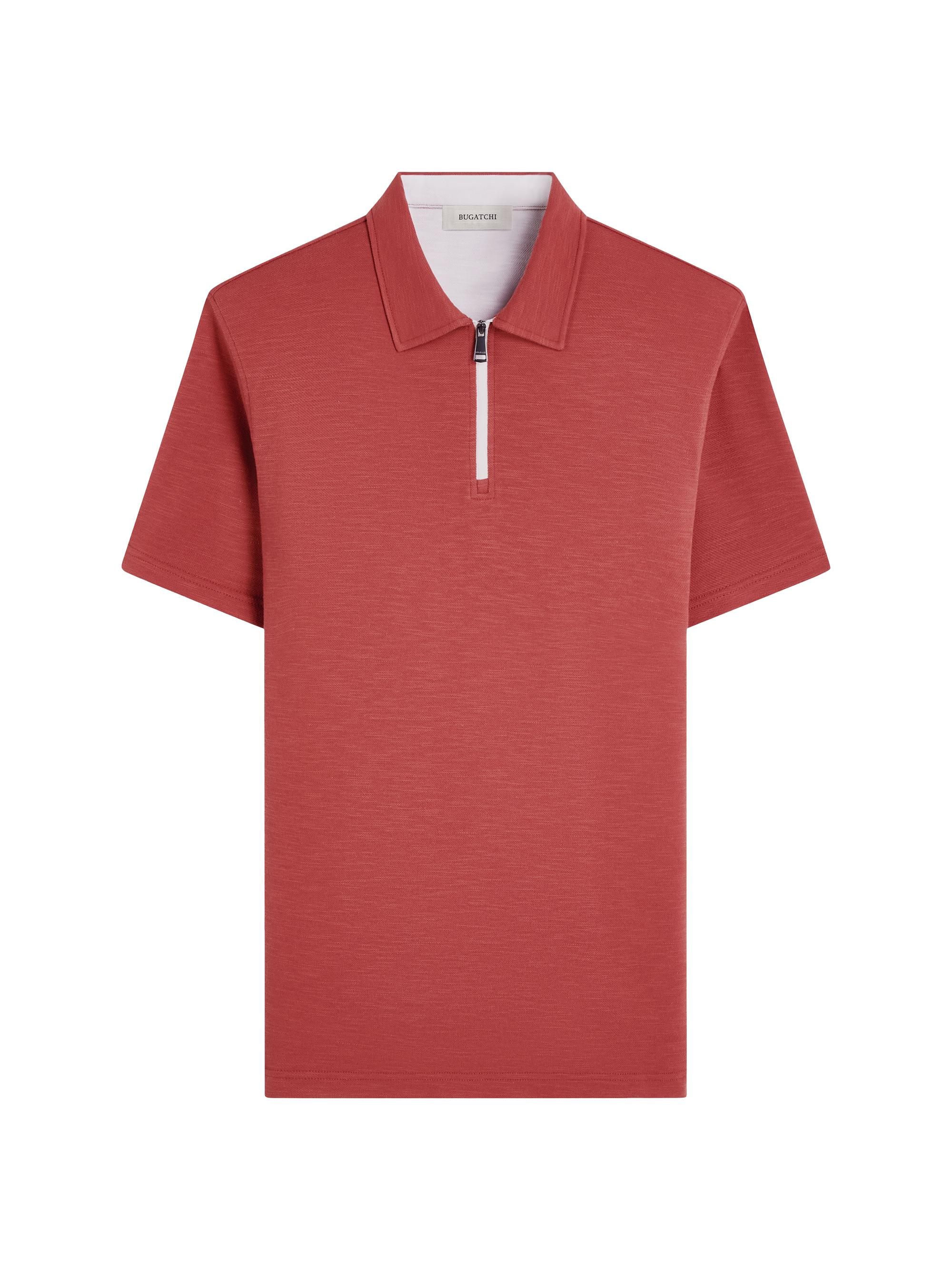Bugatchi Men's Quarter-Zip Polo Shirt - Brick