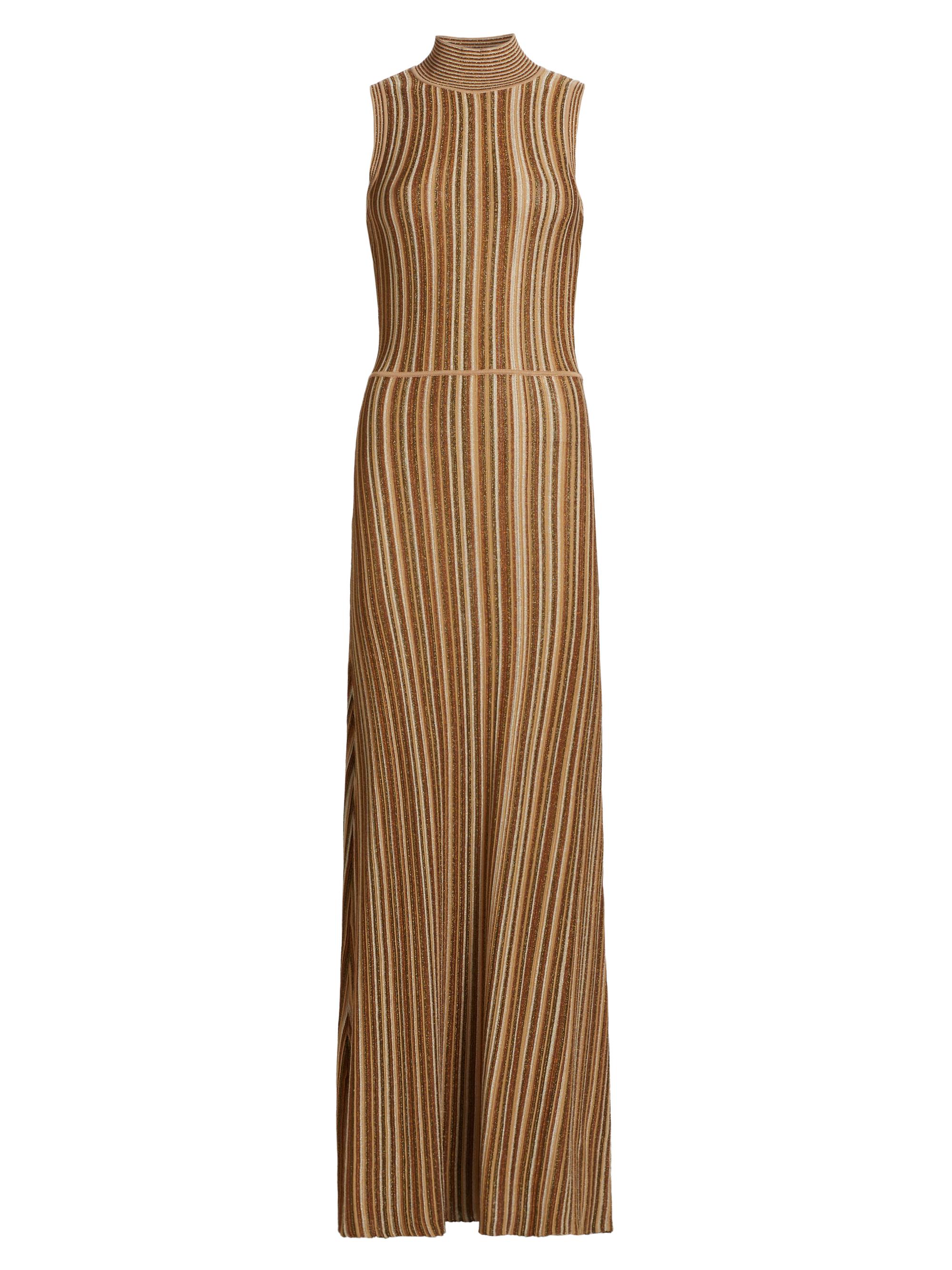 Veronica Beard Women's Anna Striped Knit Maxi Dress - Gold Bronze