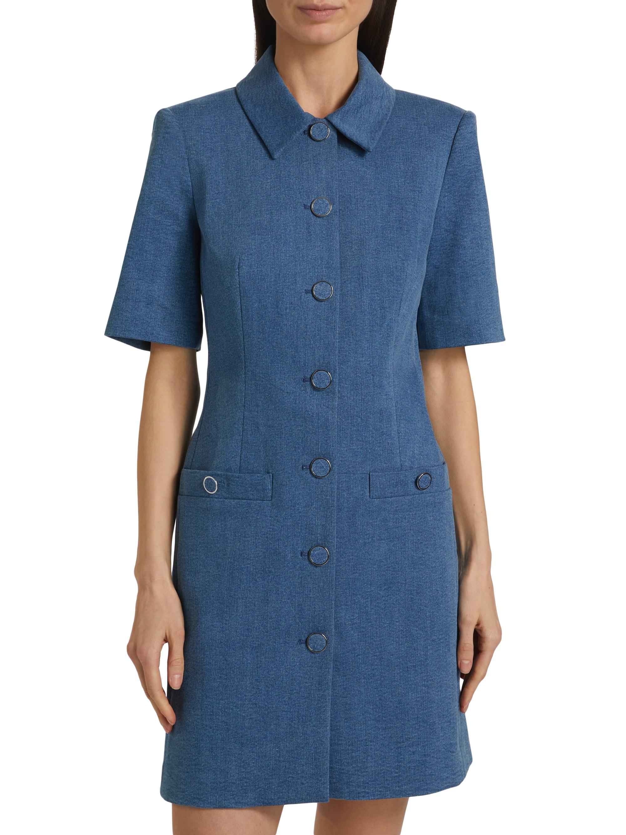 paige denim shirt dress Veronica Beard Women's Paige Mini Shirtdress - Sea Glare