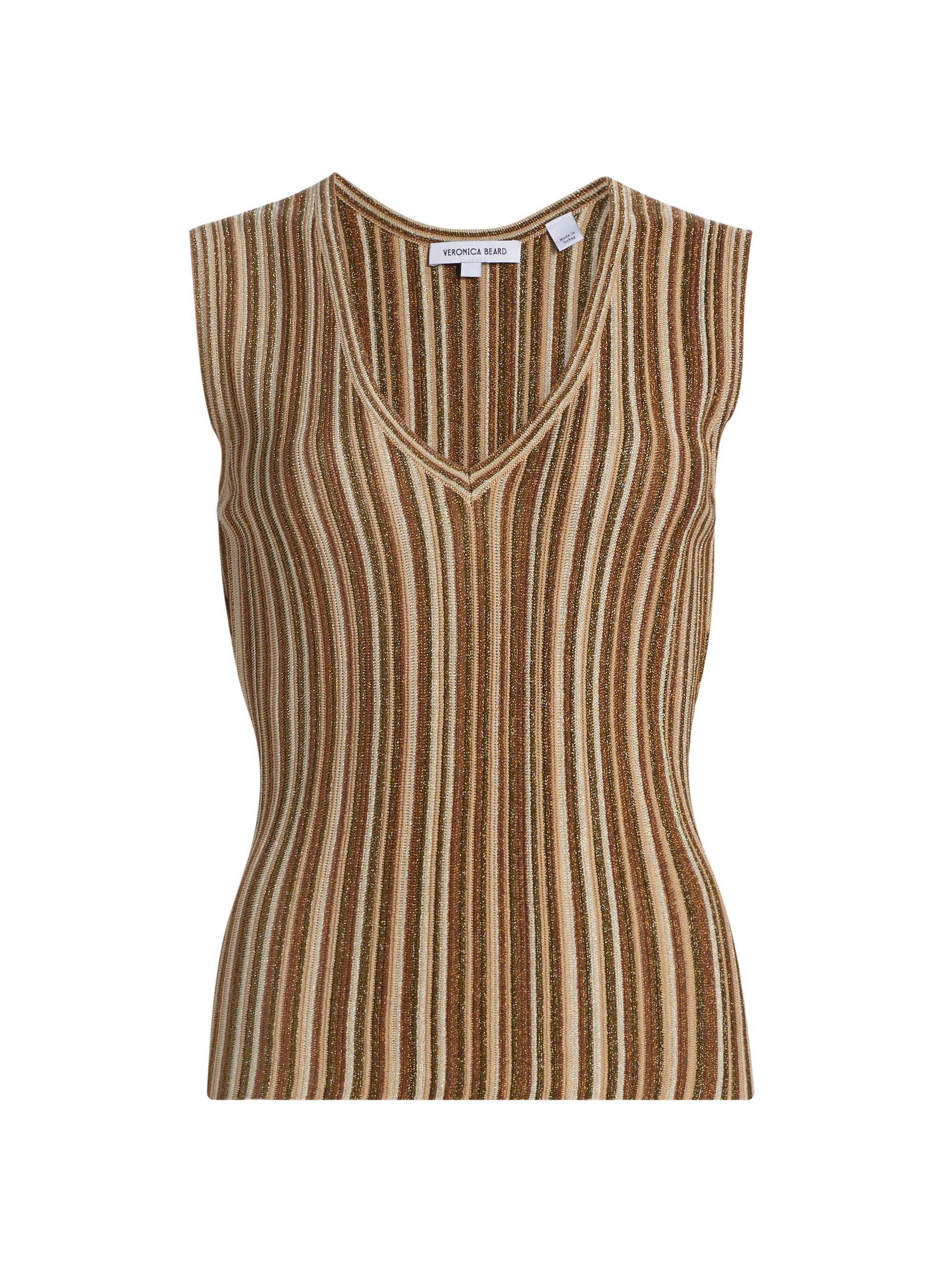 Veronica Beard Women's Sid Striped Sleeveless Knit Top - Gold Bronze