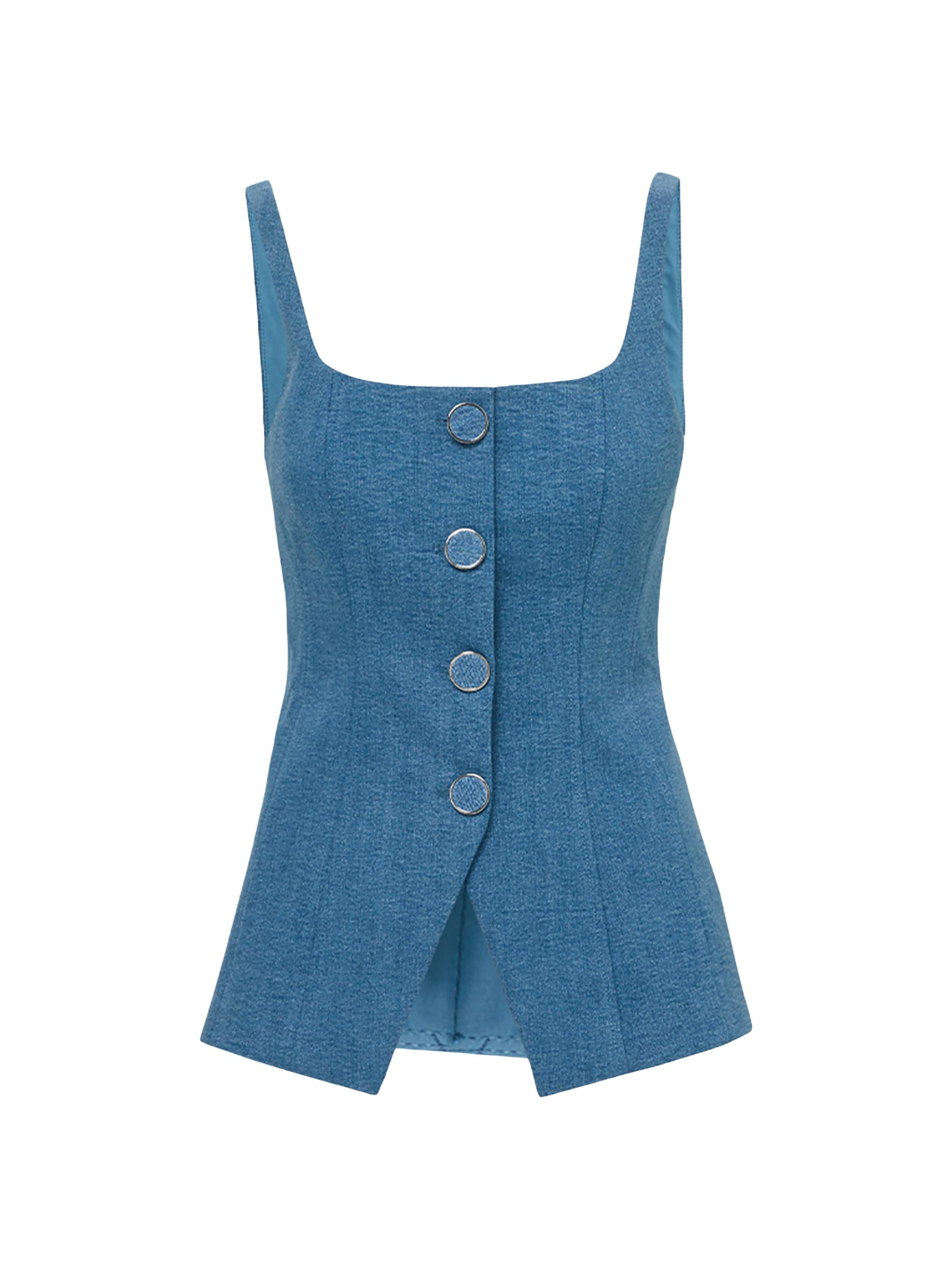 Veronica Beard Women's Liana Tailored Stretch-Cotton Top - Sea Glare