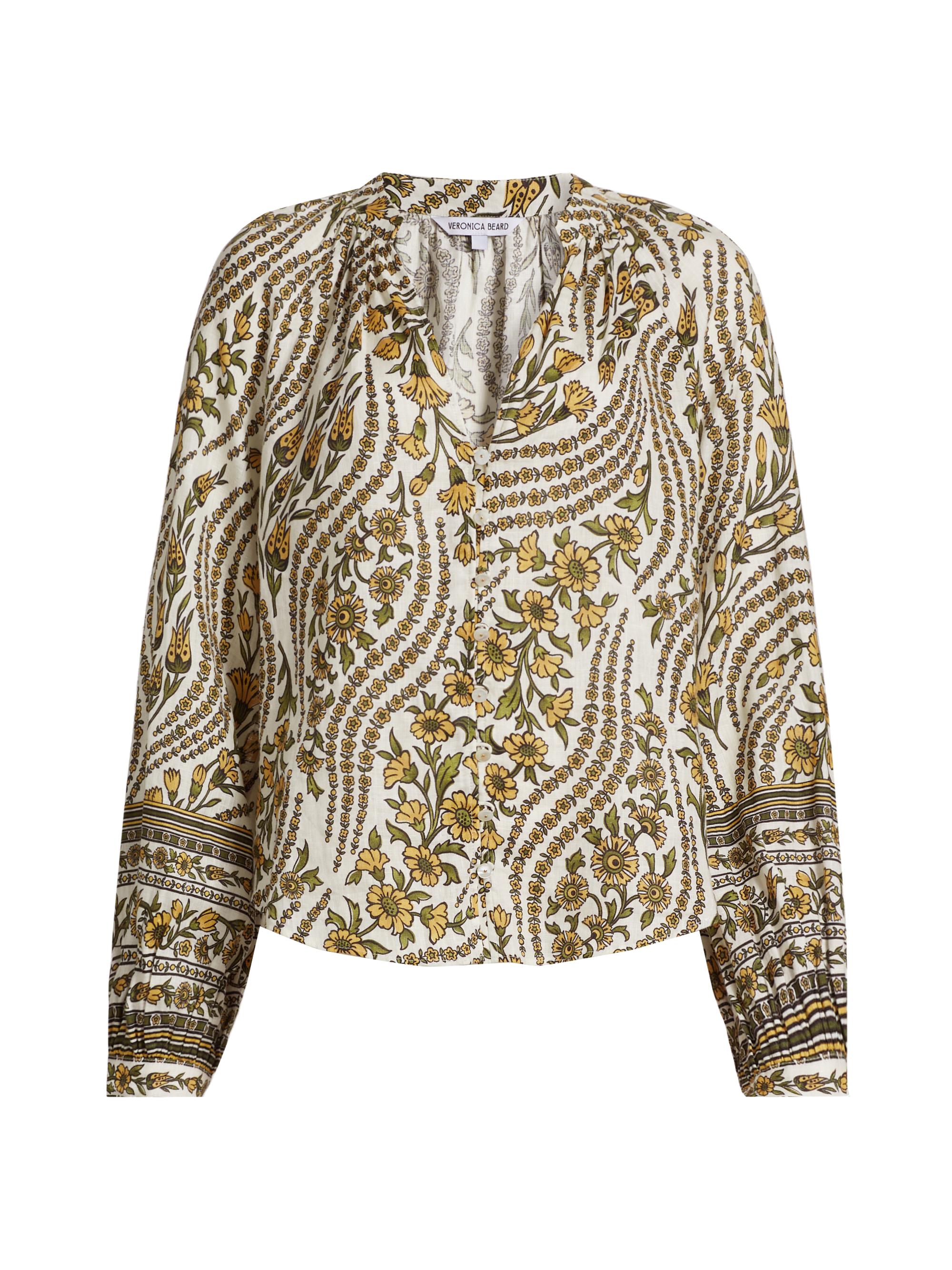 Veronica Beard Women's Ailani Linen Button-Up Top - Dove Multi