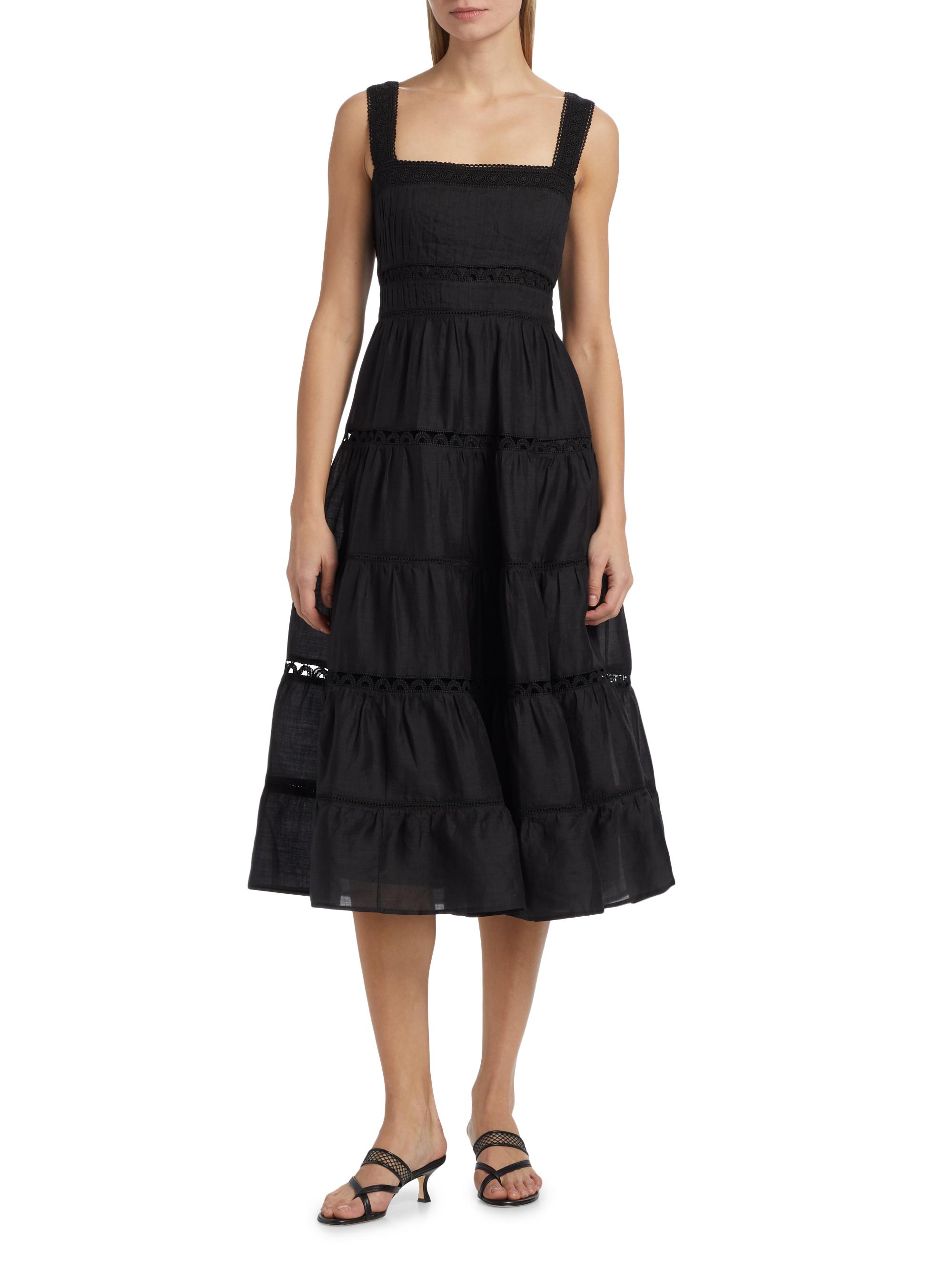 Veronica Beard Lucien Tiered Ramie A-Line Midi-Dress | Saks Fifth