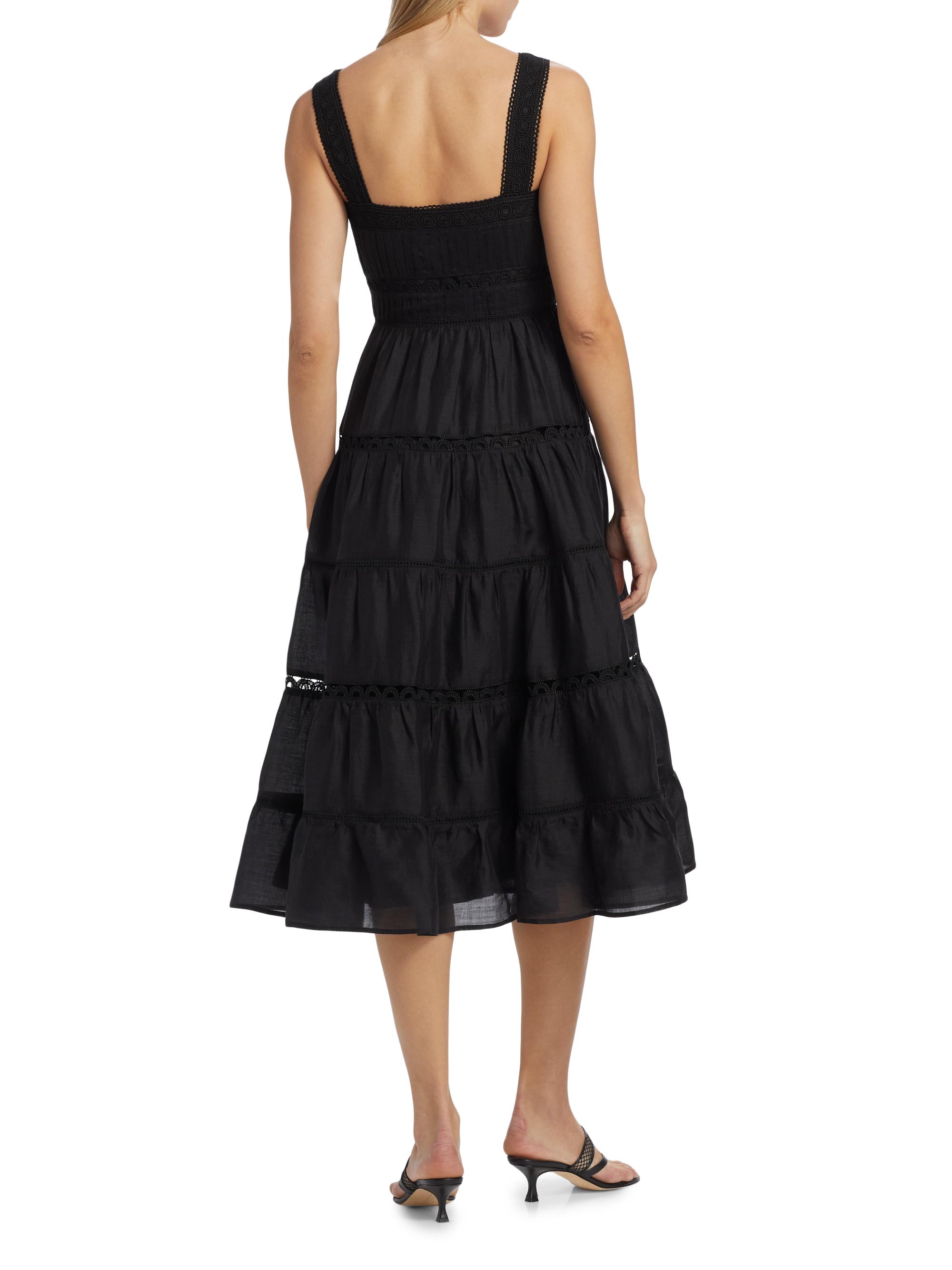 Veronica Beard Lucien Tiered Ramie A-Line Midi-Dress | Saks Fifth