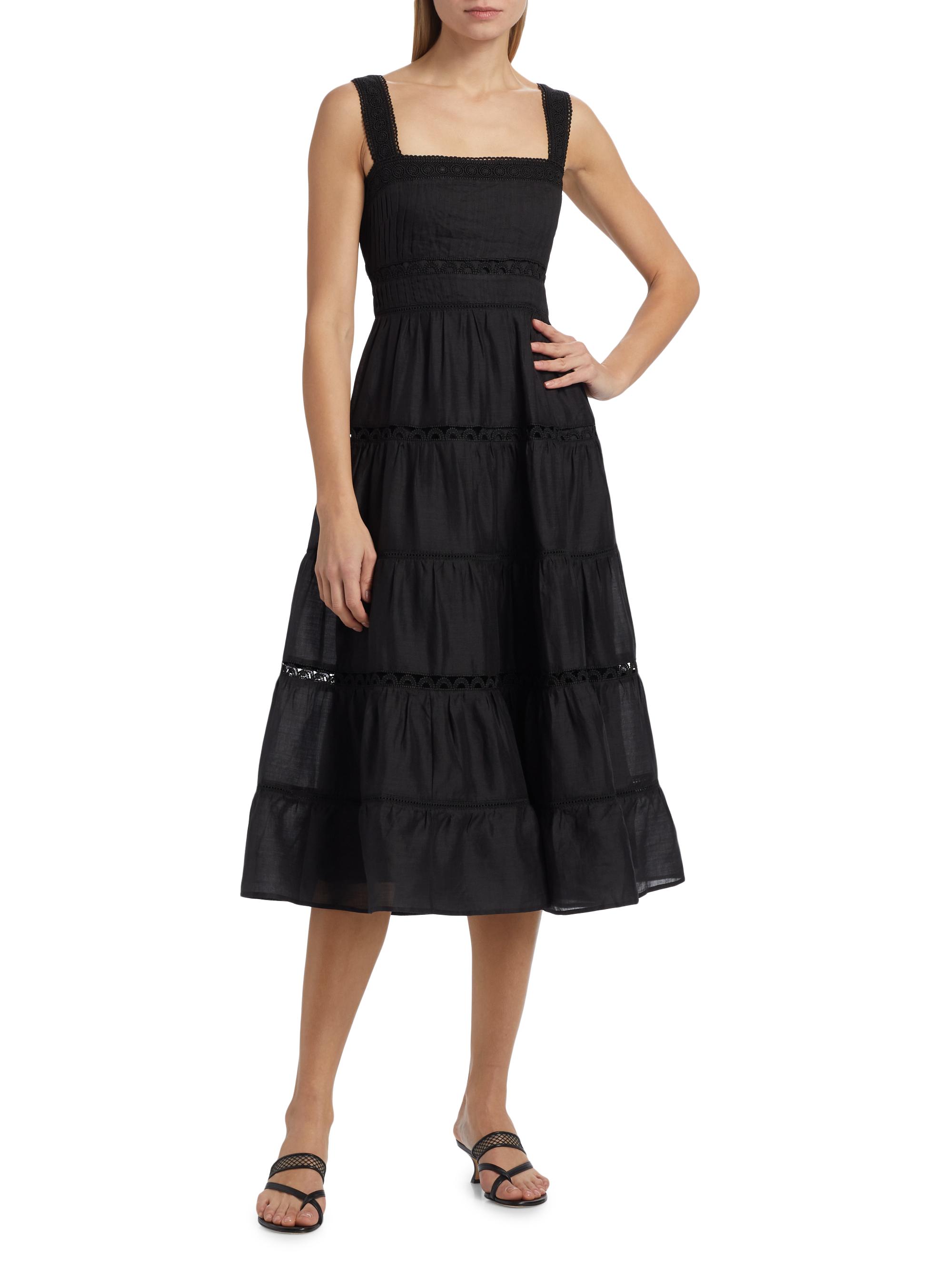 Veronica Beard Lucien Tiered Ramie A-Line Midi-Dress | Saks Fifth