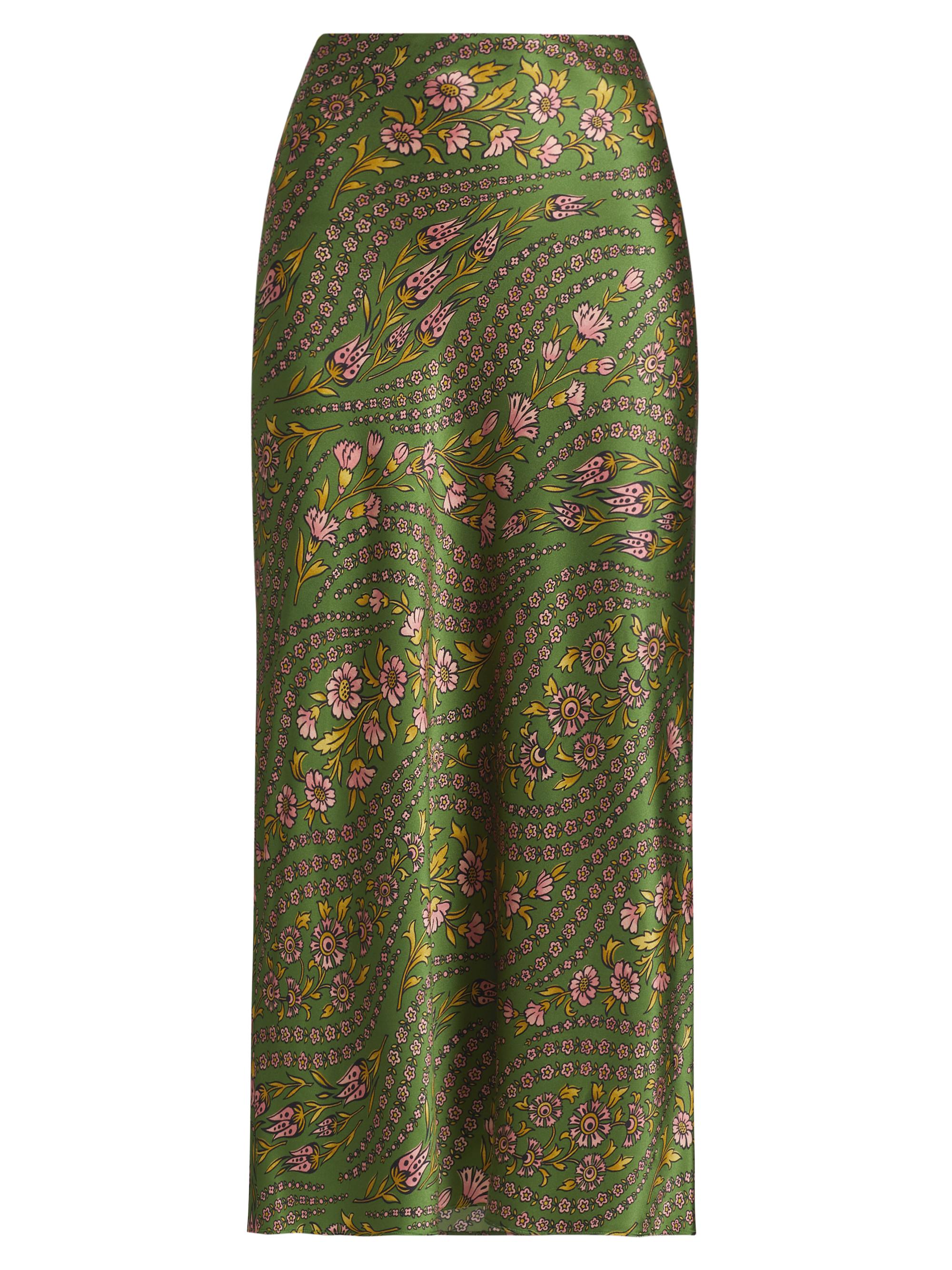 Veronica Beard Women's Clover Printed Silk-Blend Skirt - Lemongrass Multi