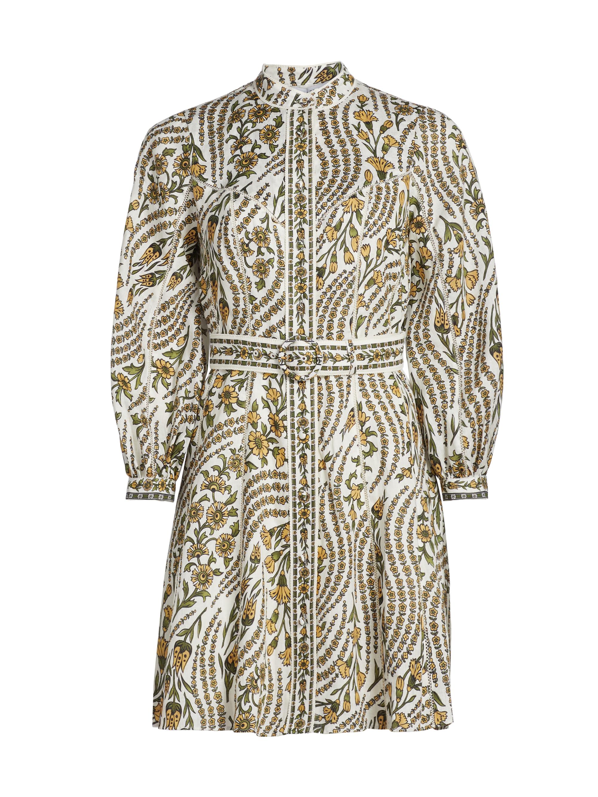 Veronica Beard Women's Nolan Floral Linen Dress - Dove Multi