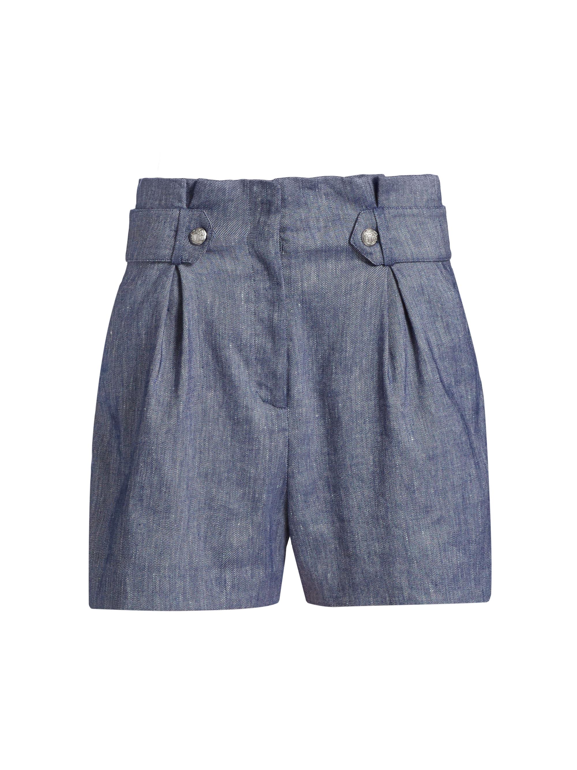 Veronica Beard Women's Runo Linen-Blend High-Waisted Shorts - Blue Melange