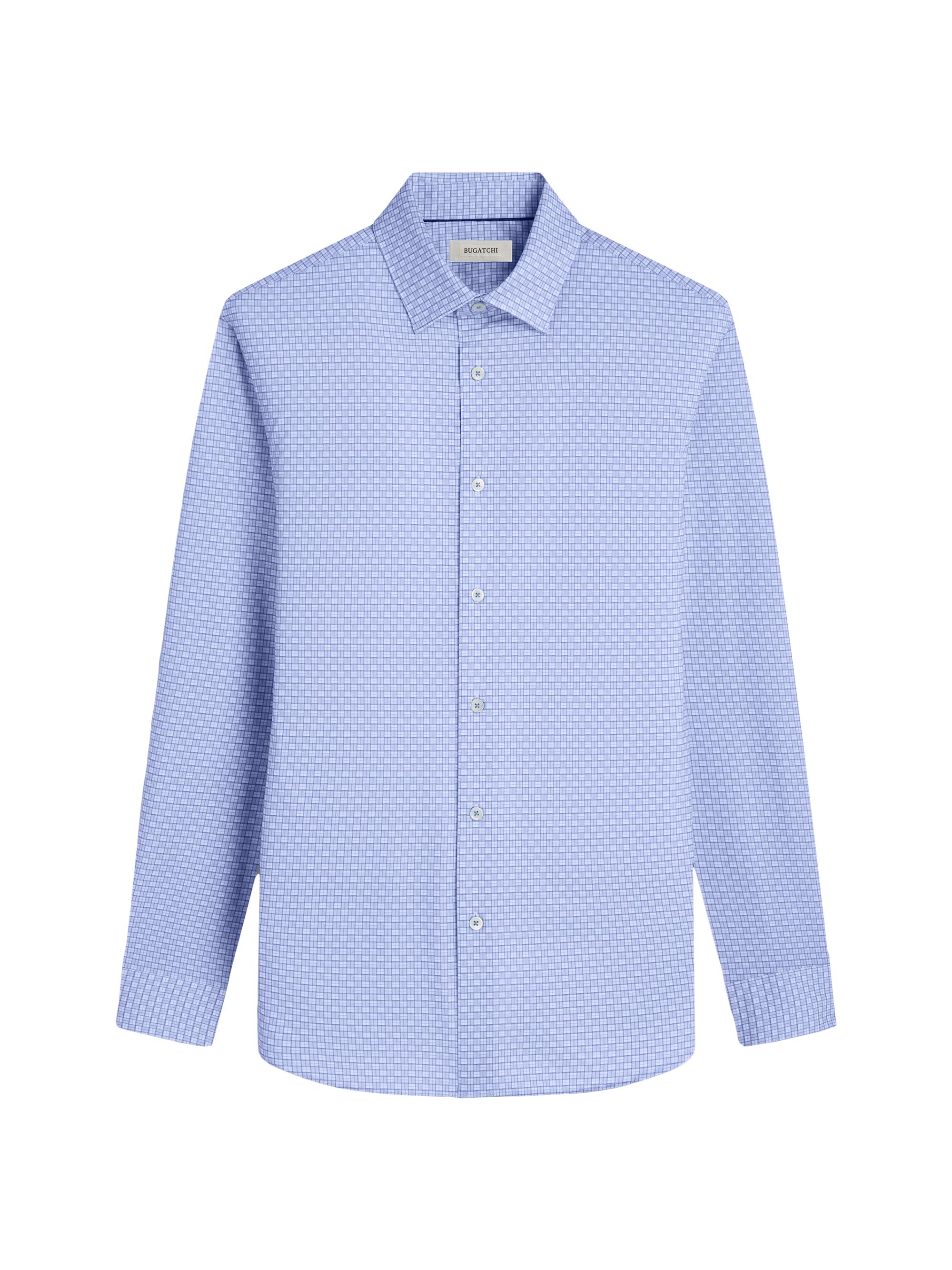 Bugatchi Men's Jules Geometric-Print Cotton Shirt - Air Blue