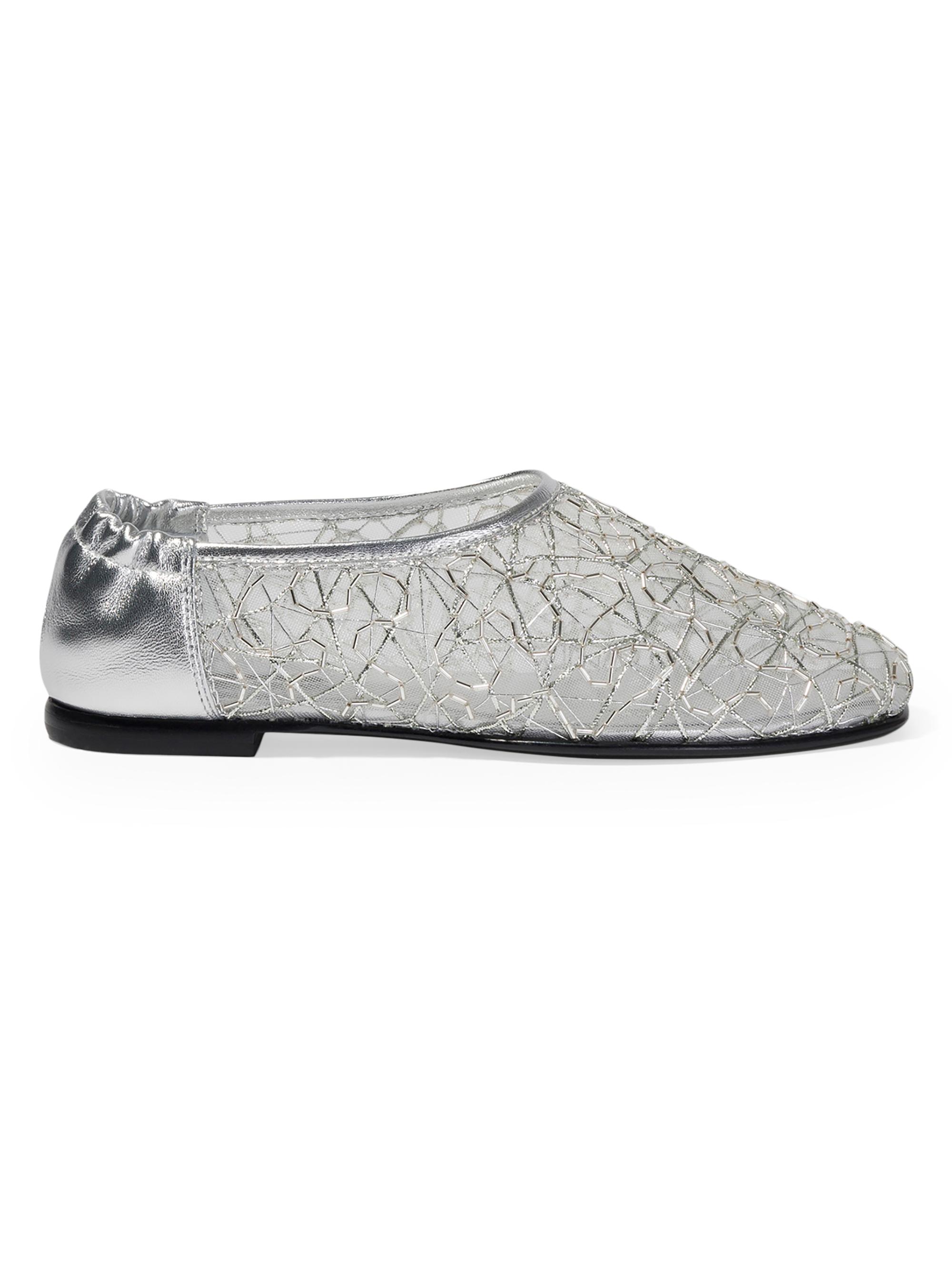 SIMKHAI Women's Eden Metallic Lace Ballet Flats - Silver
