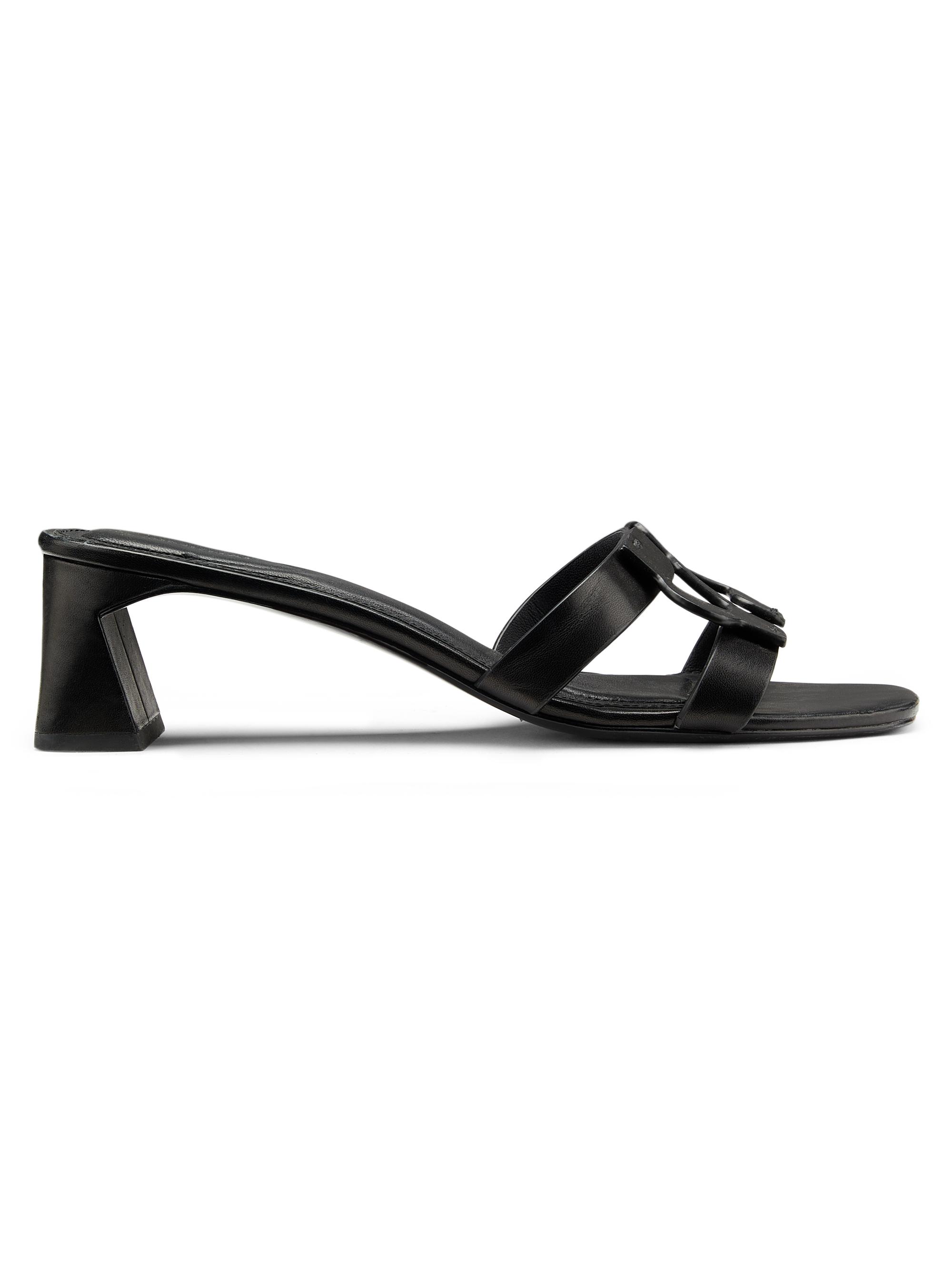 SIMKHAI Women's Monogram 50MM Leather Block-Heel Sandals - Black
