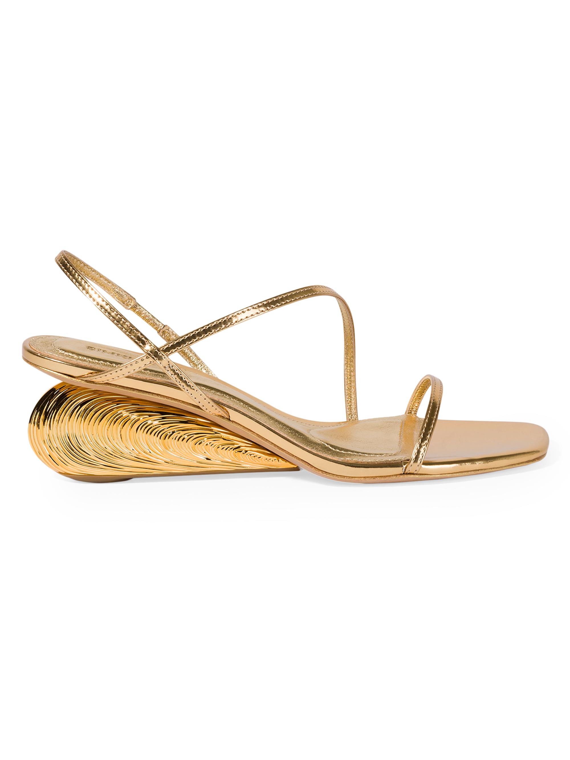 SIMKHAI Women's Bridget 75MM Metallic Leather Wedge Sandals - Gold